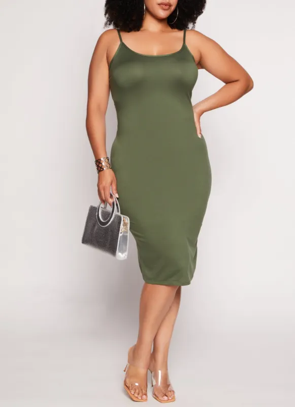 Plus Size Basic Scoop Neck Cami Midi Dress sold by Rainbow
