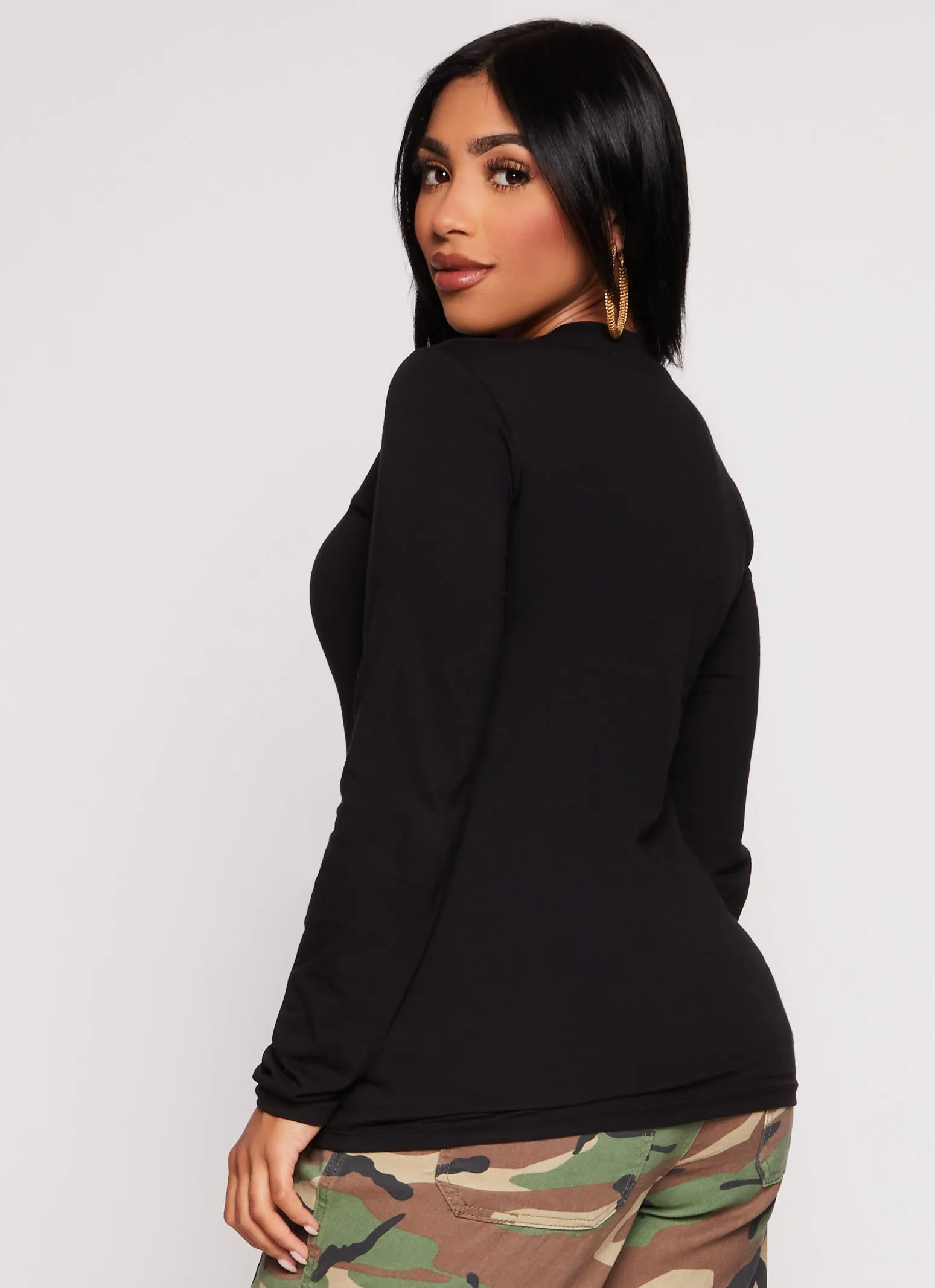 Basic Crew Neck Long Sleeve T Shirt sold by Rainbow product image thumbnail 3