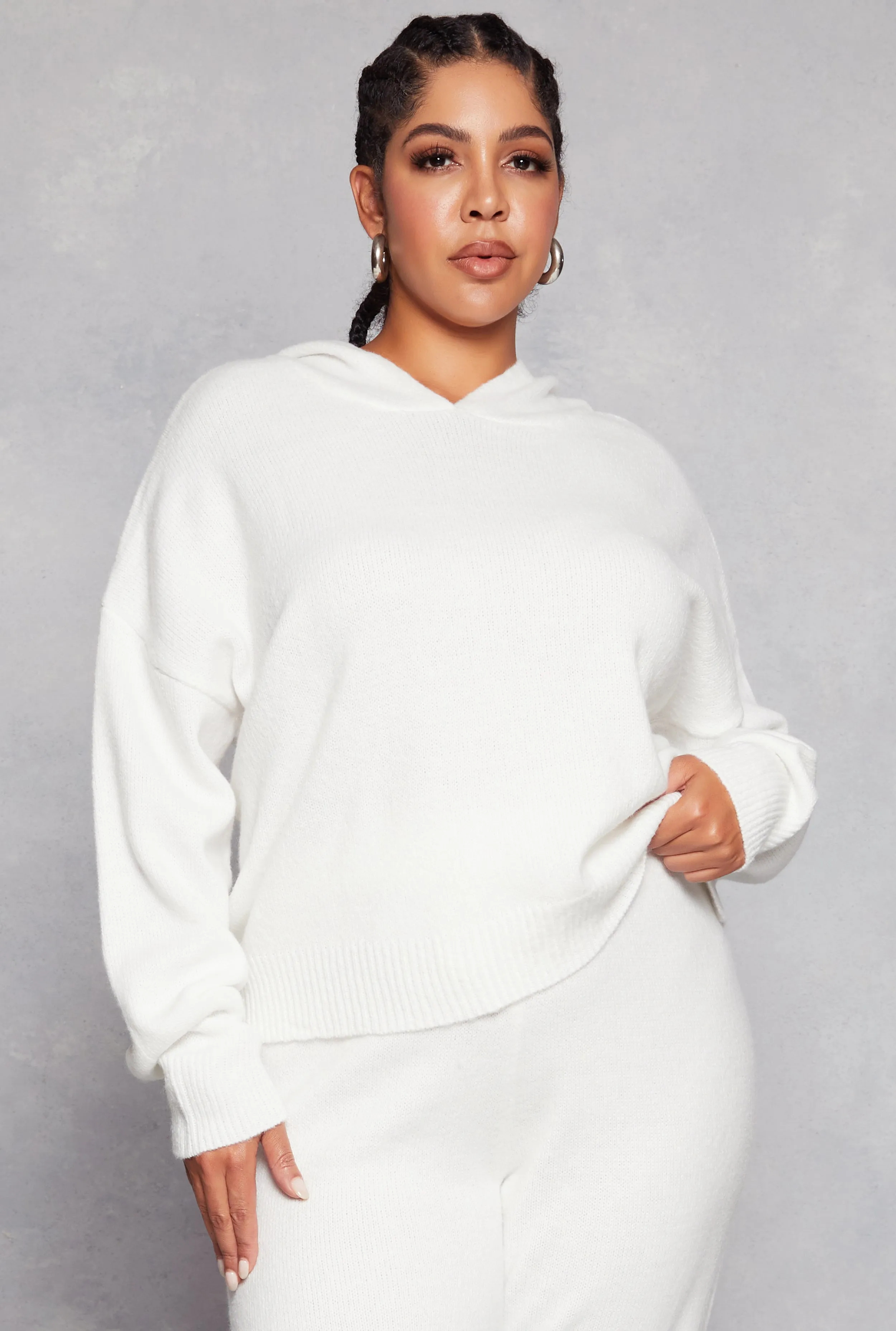 Plus Size Brushed Knit Pullover Hoodie sold by Rainbow