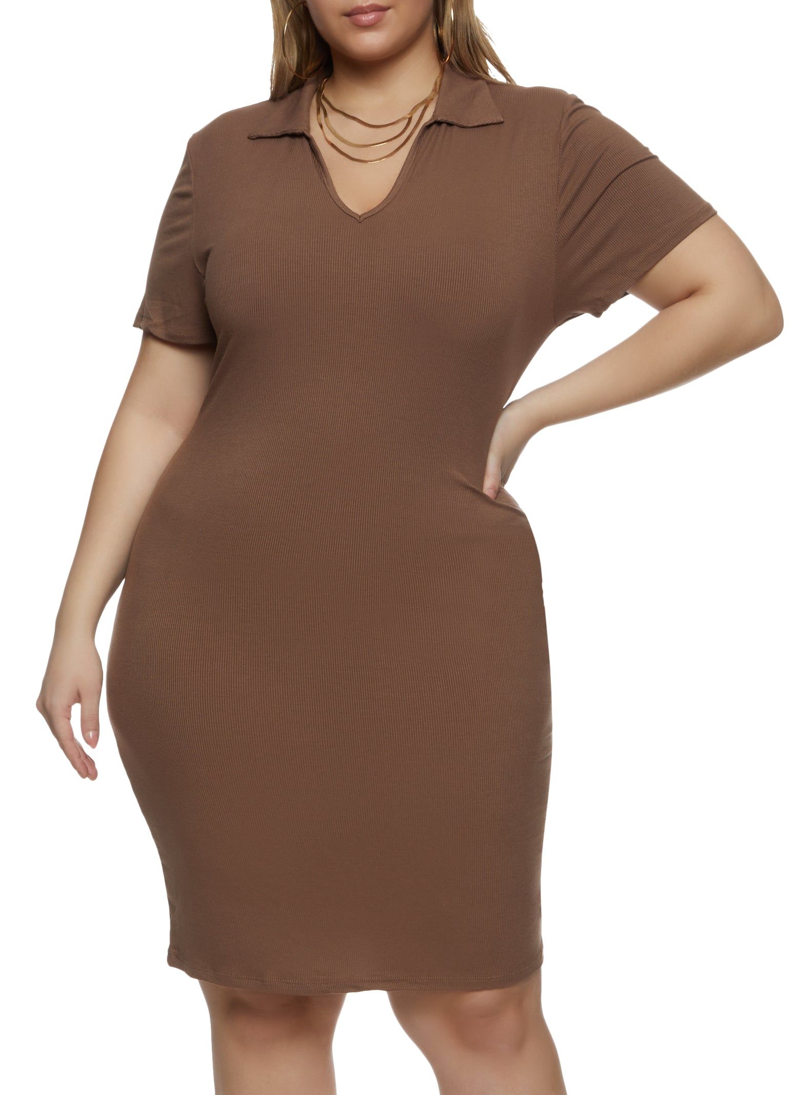 Plus Size Johnny Collar Midi Polo Dress sold by Rainbow
