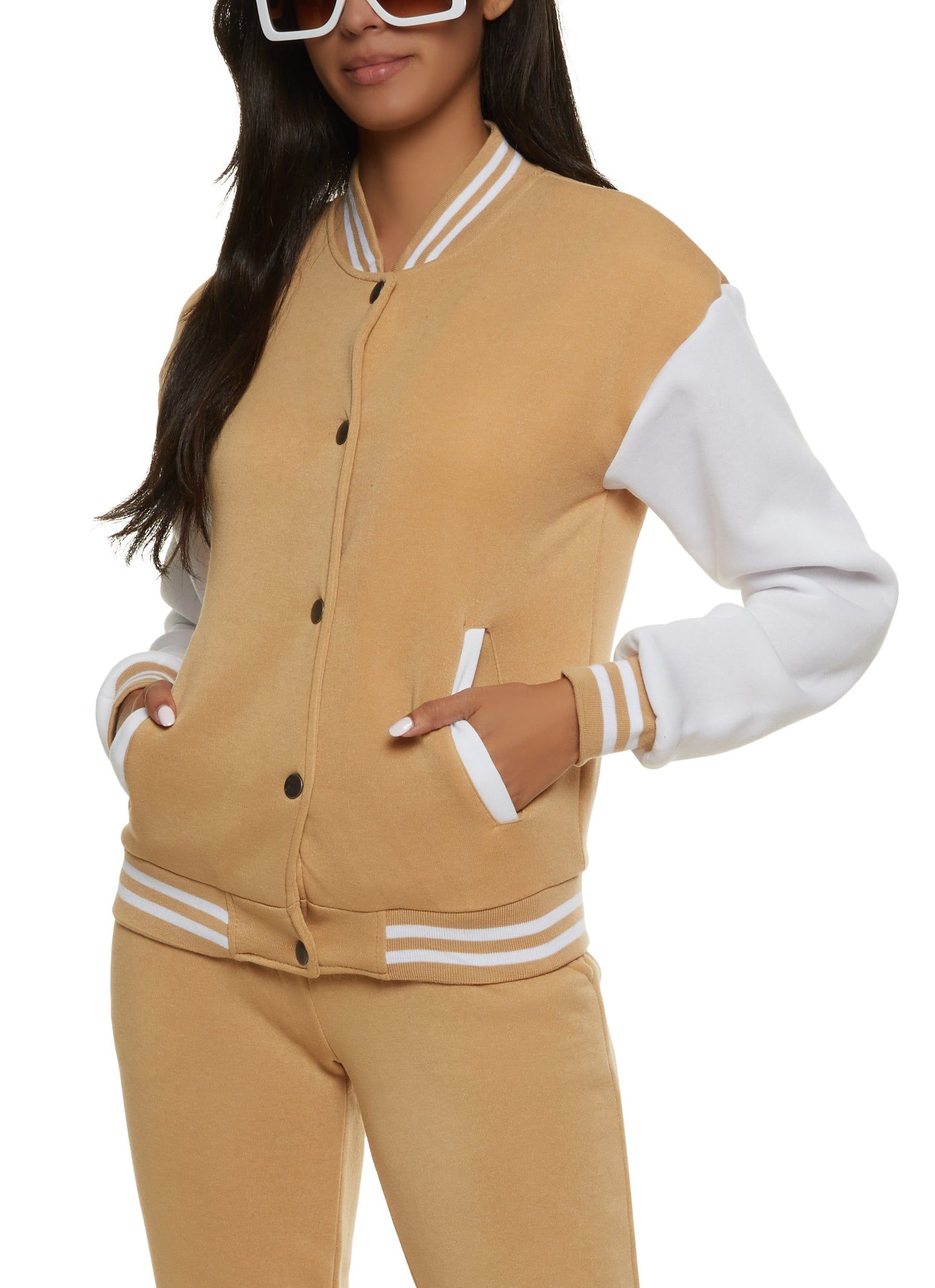 Color Block Varsity Jacket sold by Rainbow