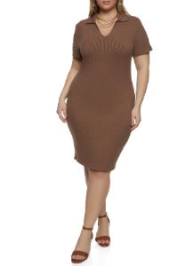 Plus Size Johnny Collar Midi Polo Dress sold by Rainbow