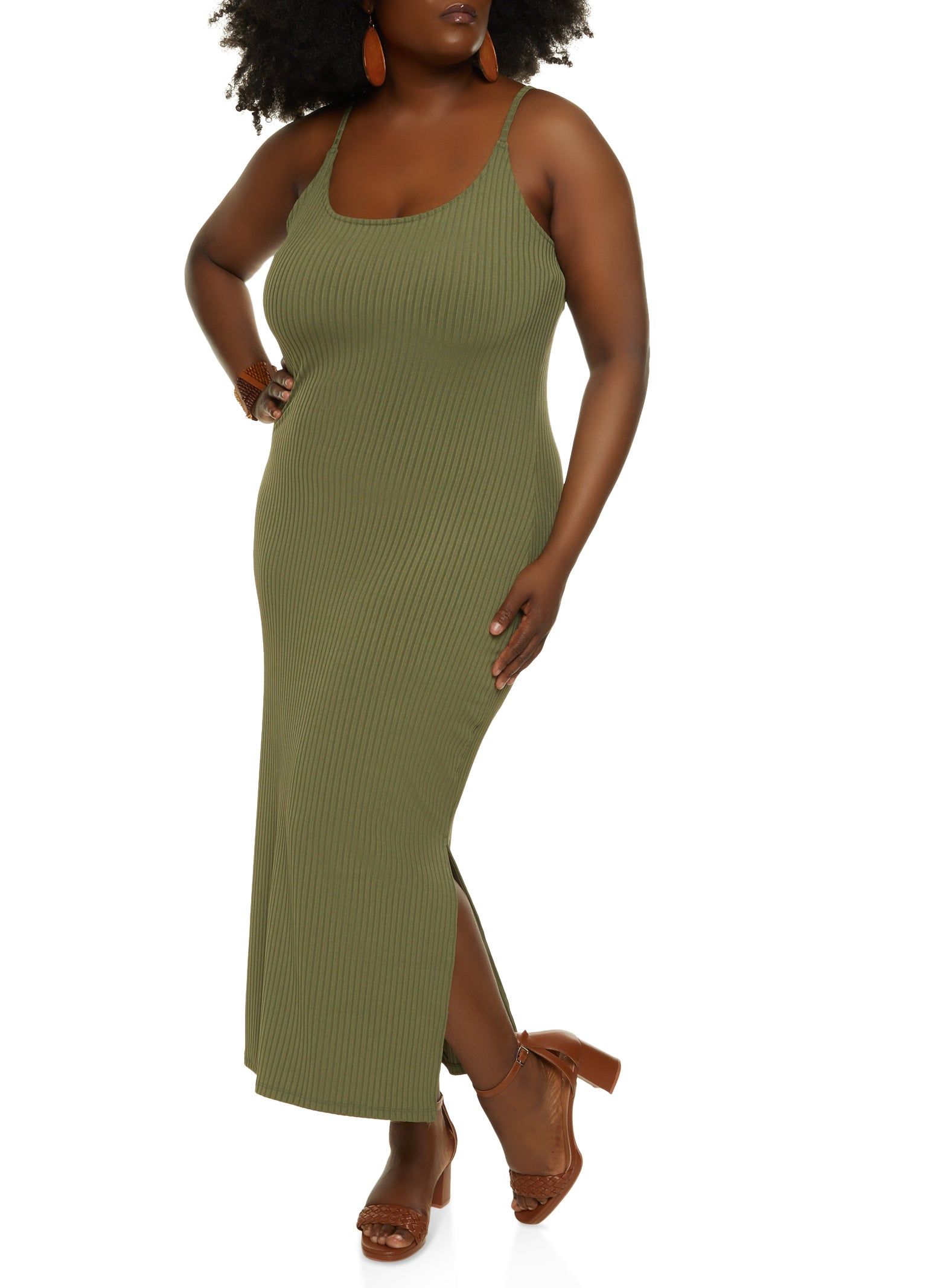 Plus Size Ribbed Cami Maxi Dress sold by Rainbow