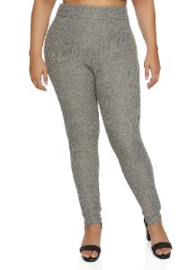 Plus Size Ribbed Knit High Waist Leggings sold by Rainbow