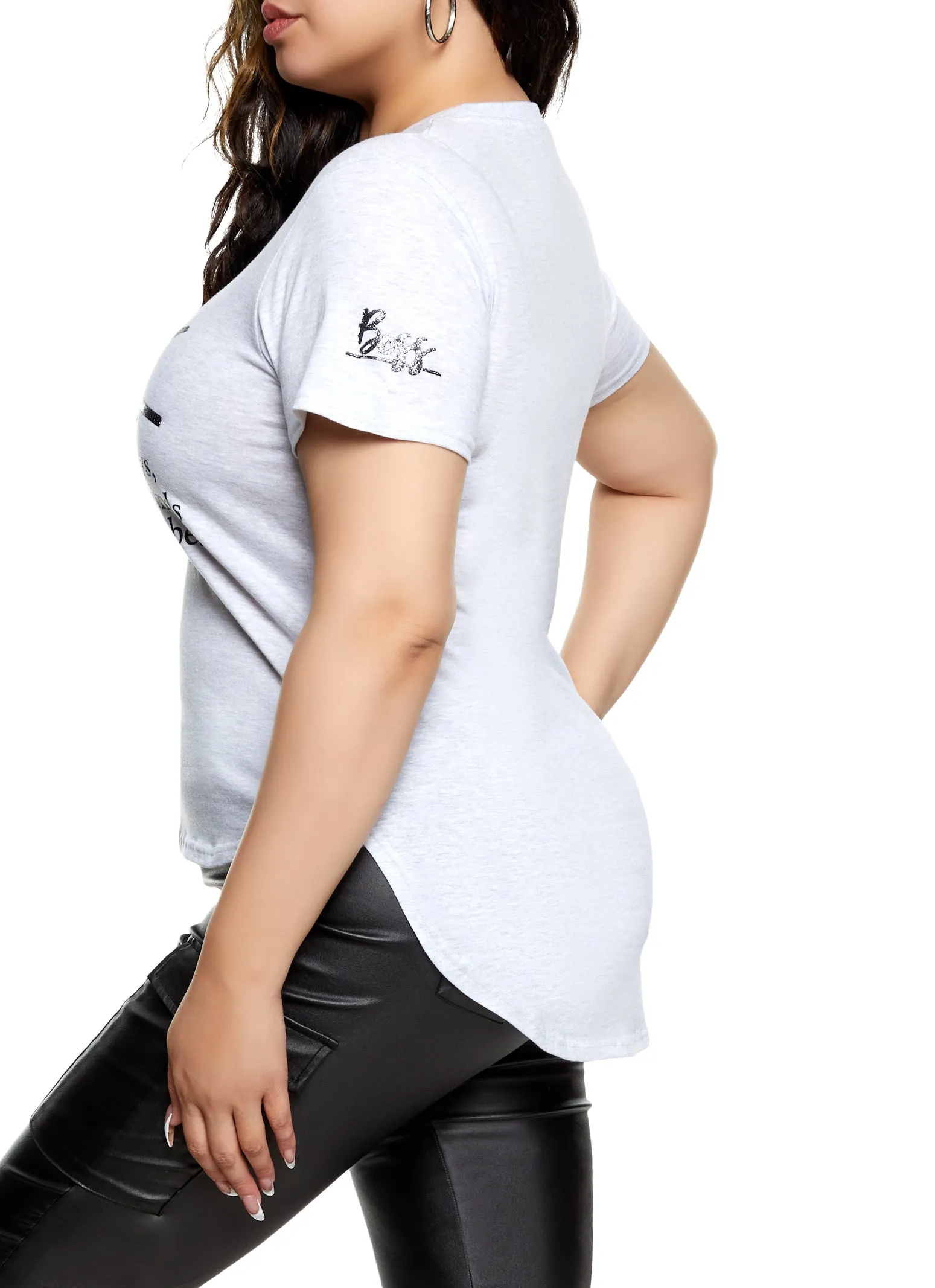 Plus Size Boss Glitter High Low Graphic T Shirt sold by Rainbow product image thumbnail 2