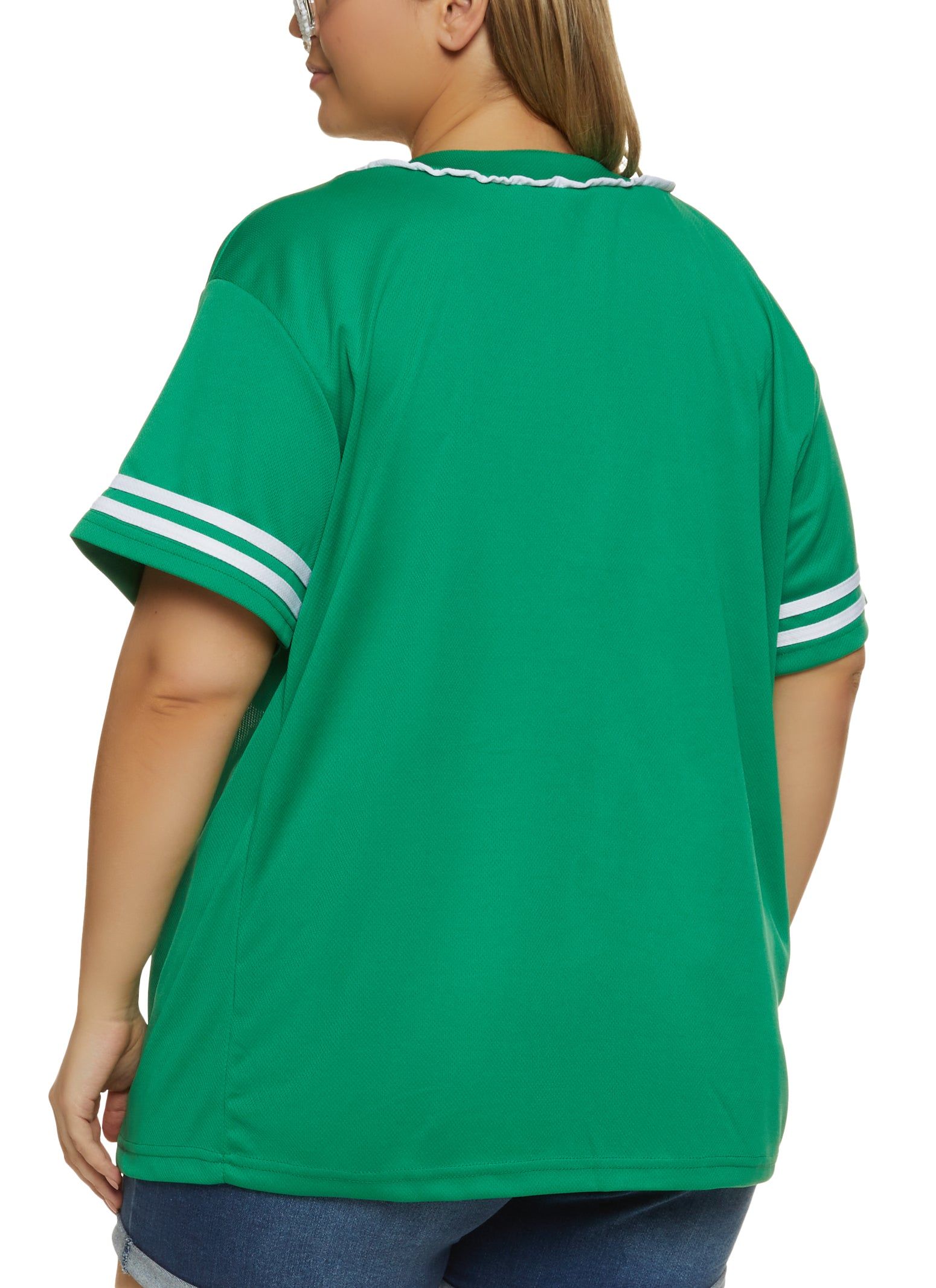 Plus Size Angel Button Front Mesh Baseball Tee sold by Rainbow product image thumbnail 2