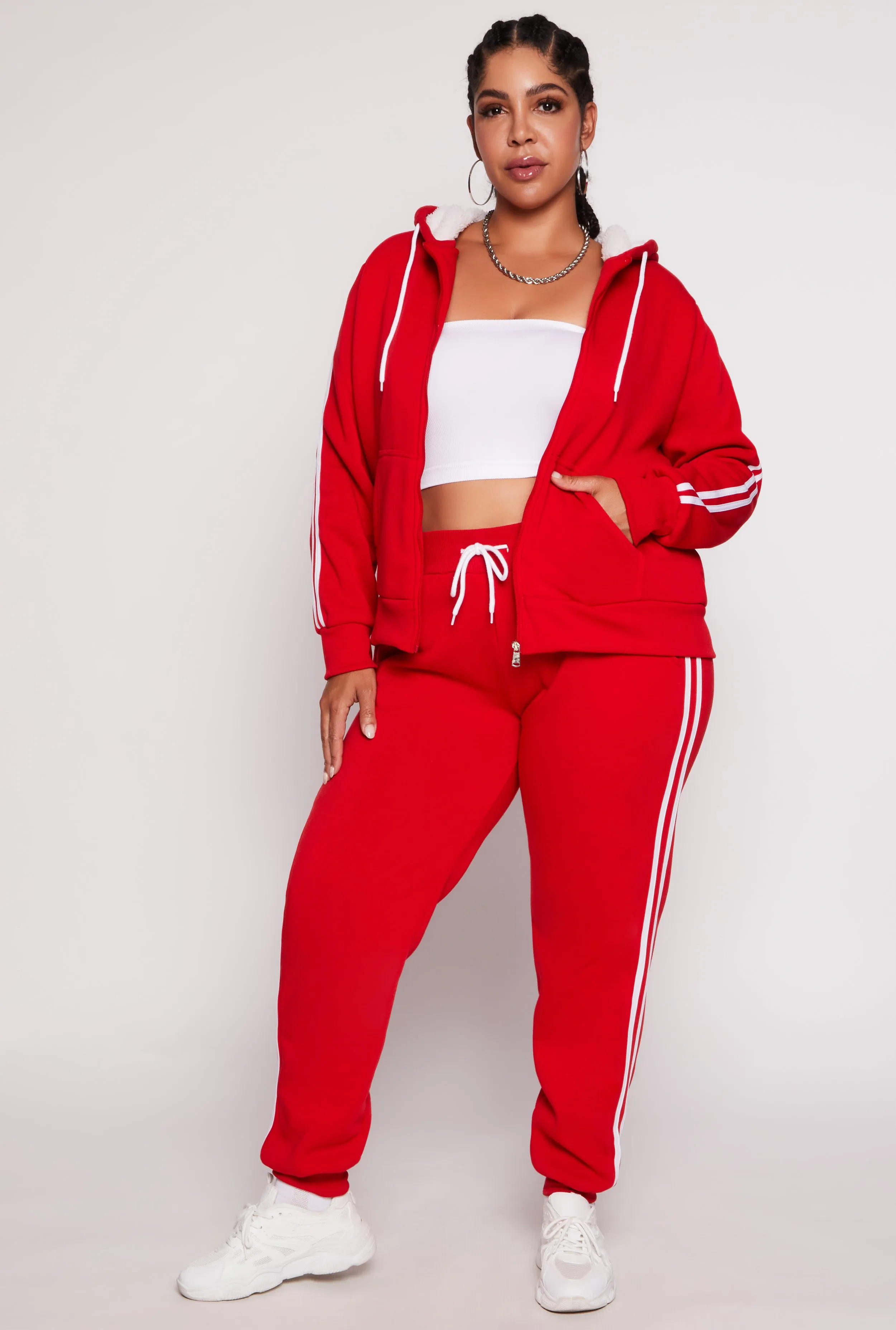 Plus Size Varsity Stripe Drawstring Joggers sold by Rainbow