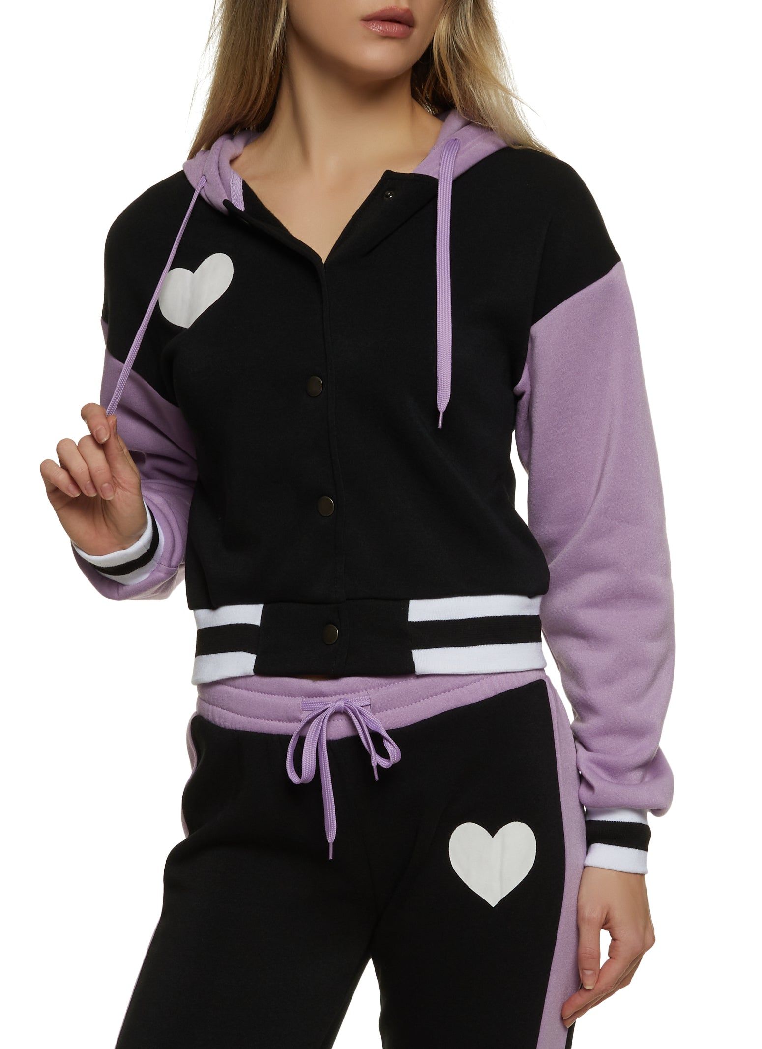 Heart Graphic Button Down Varsity Hoodie sold by Rainbow