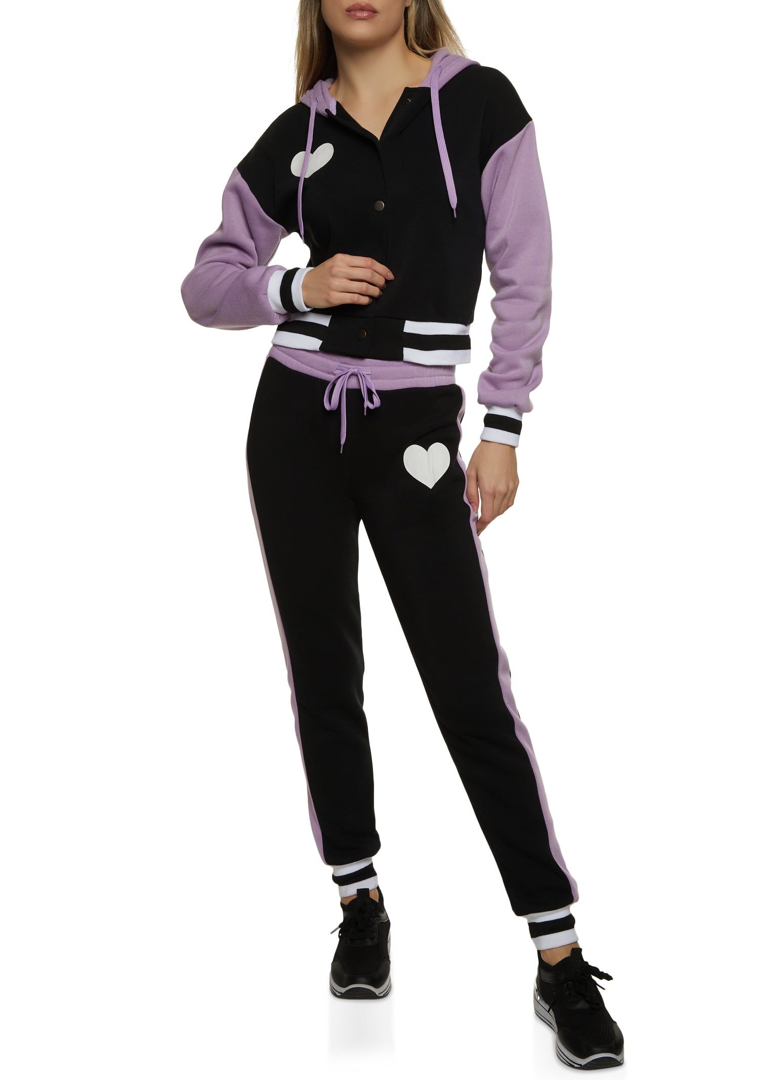 Heart Graphic Button Down Varsity Hoodie sold by Rainbow product image thumbnail 2