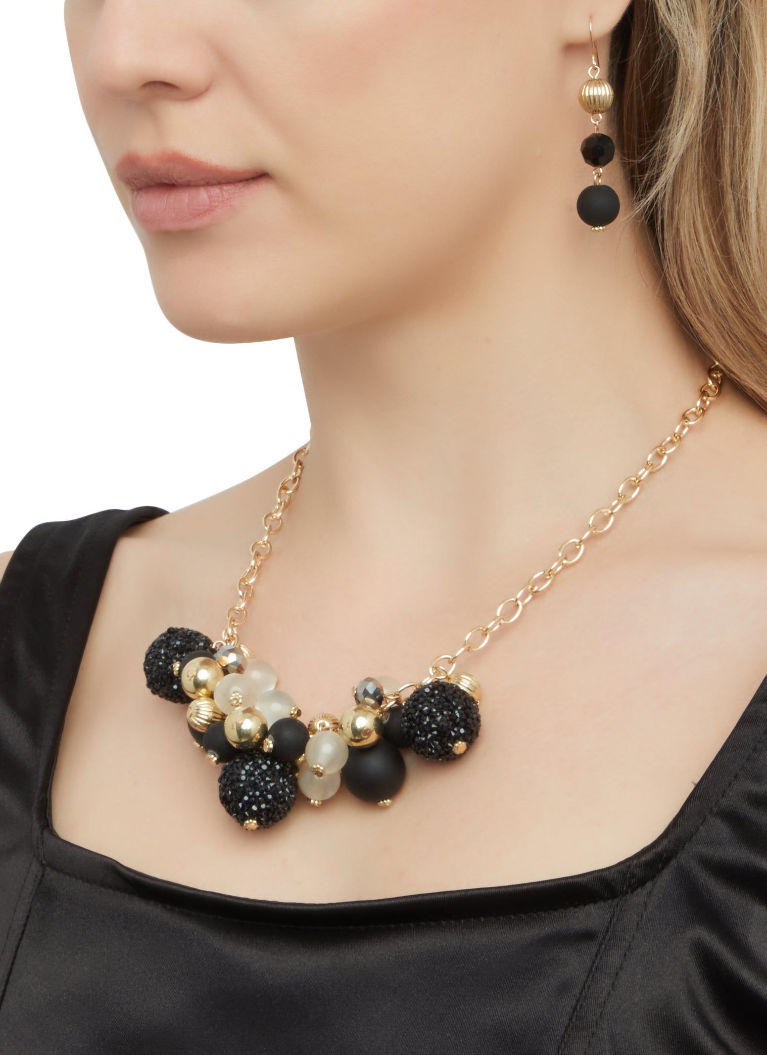 Beaded Ball Cluster Necklace and Drop Earrings sold by Rainbow