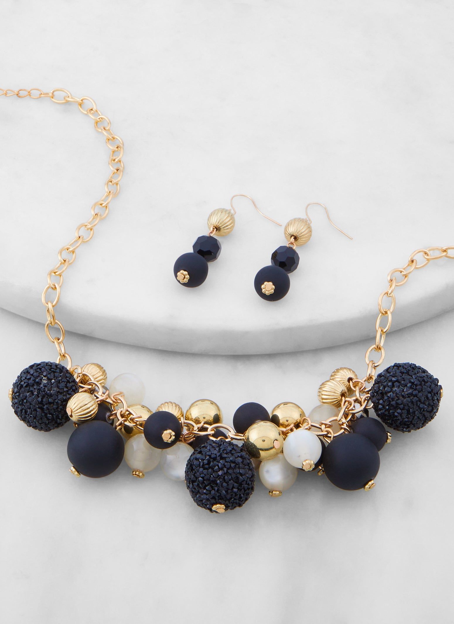 Beaded Ball Cluster Necklace and Drop Earrings sold by Rainbow product image thumbnail 2