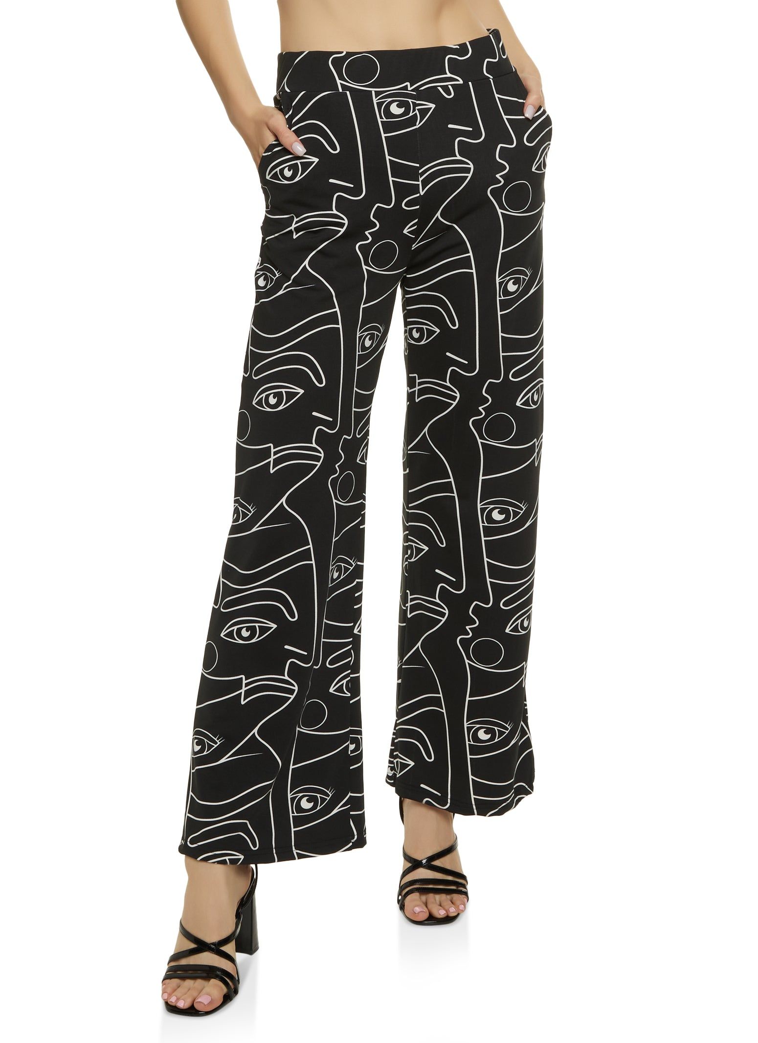 Face Print Wide Leg Pants sold by Rainbow