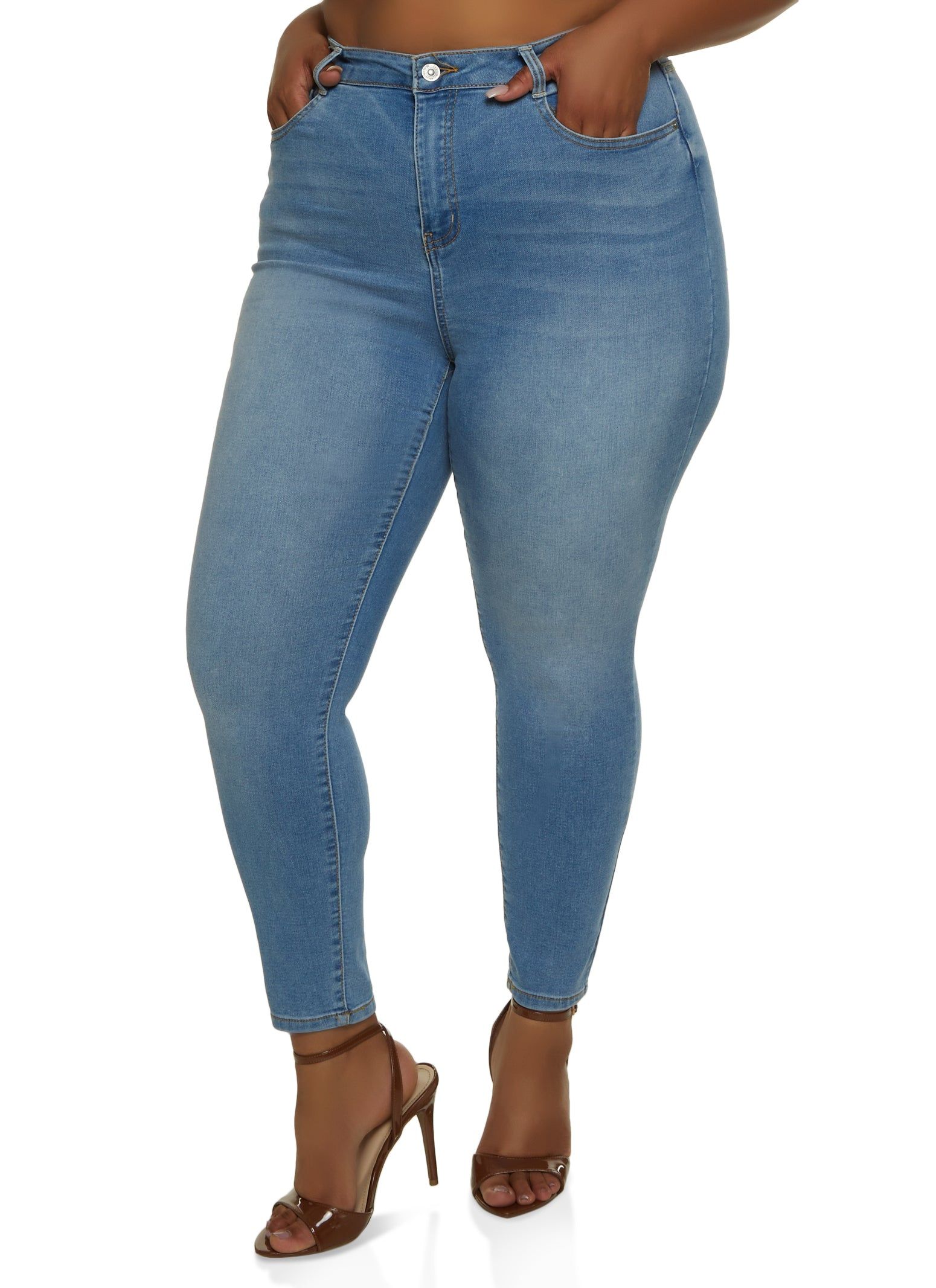 Plus Size WAX Whiskered High Waisted Skinny Jeans sold by Rainbow