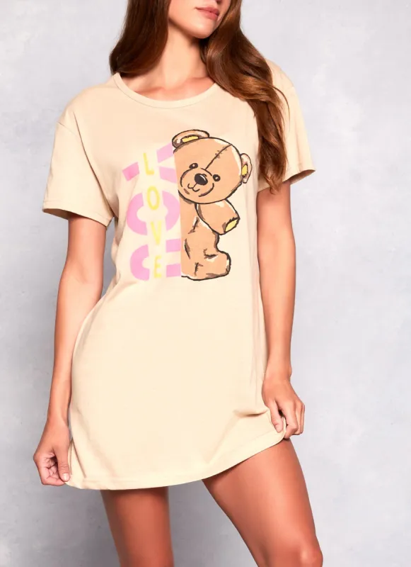 Graphic Crew Neck Short Sleeve Nightgown sold by Rainbow