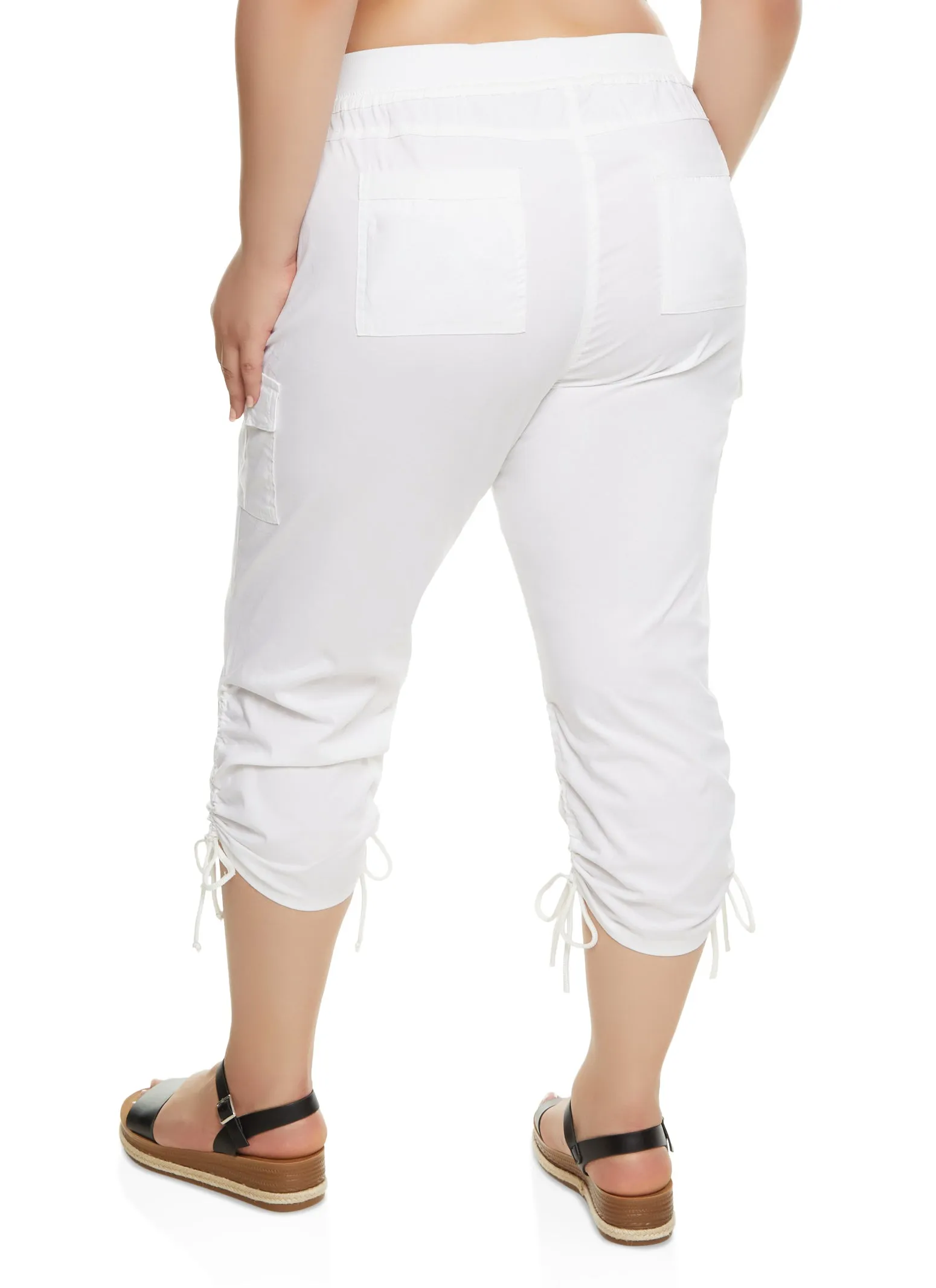 Plus Size High Waisted Ruched Cargo Capri Pants sold by Rainbow product image thumbnail 2