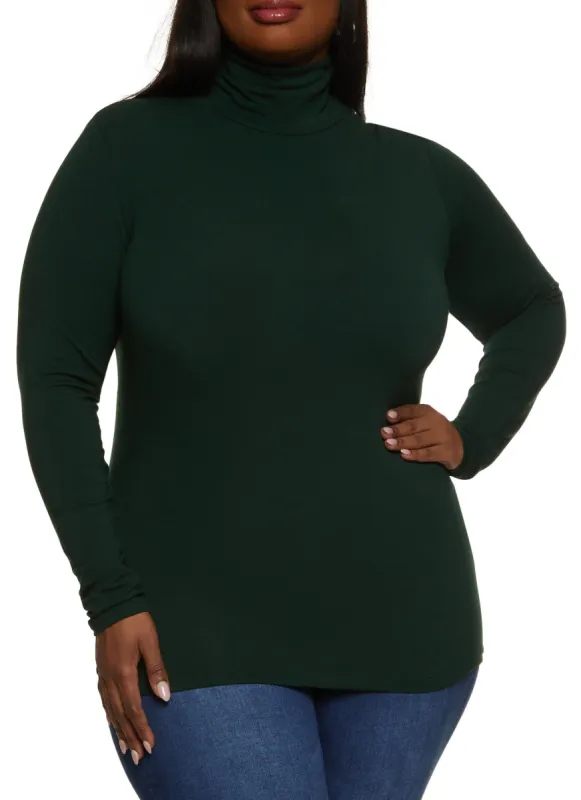 Plus Size Long Sleeve Turtleneck Top sold by Rainbow