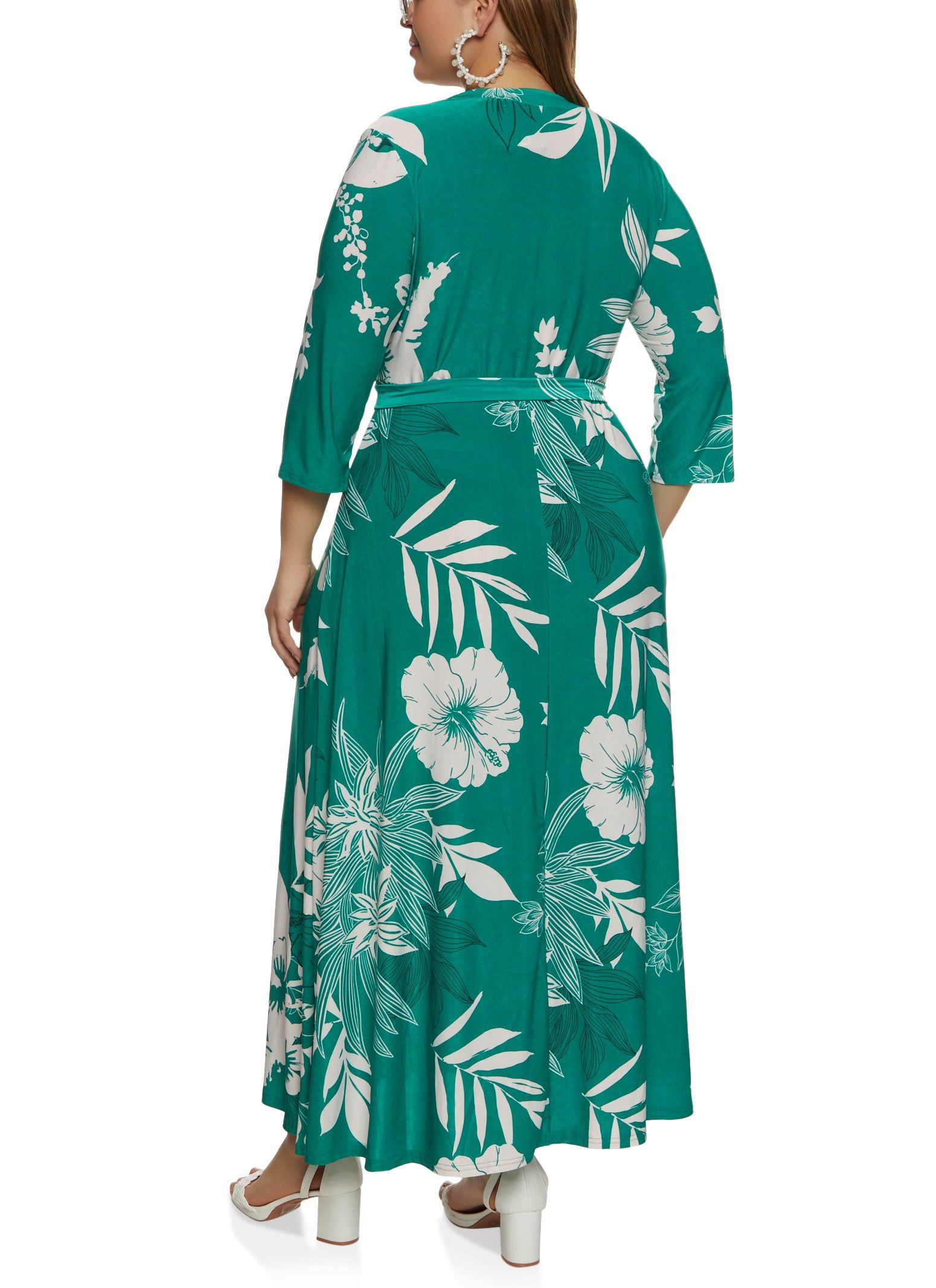 Plus Size Floral Printed Faux Wrap Maxi Dress sold by Rainbow product image thumbnail 3