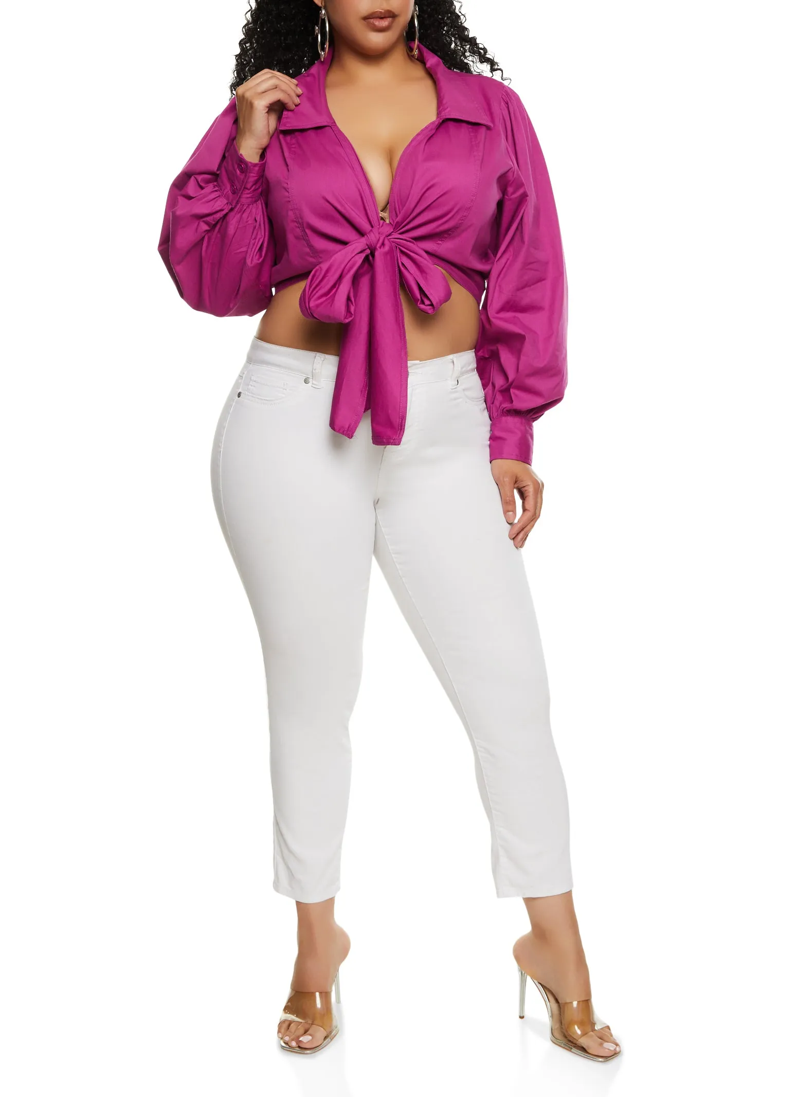 Plus Size Tie Back Wrap Crop Top sold by Rainbow product image thumbnail 2