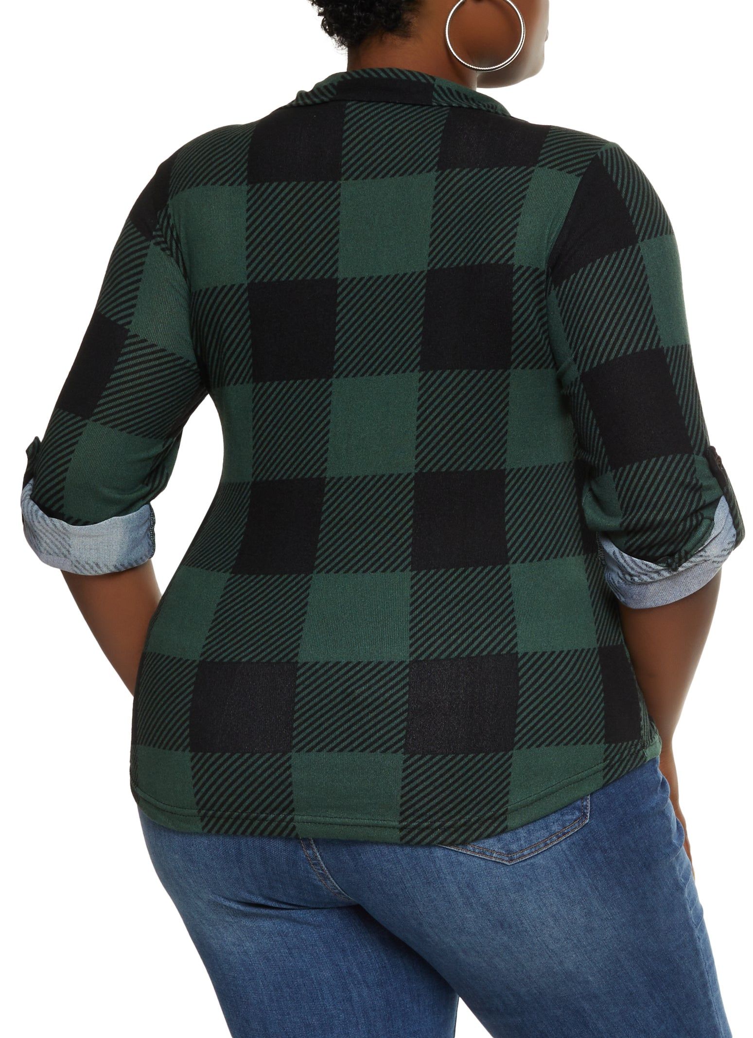 Plus Size Buffalo Plaid Half Zip Top sold by Rainbow product image thumbnail 2