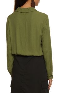Drawstring Hem Button Front Cropped Shirt sold by Rainbow
