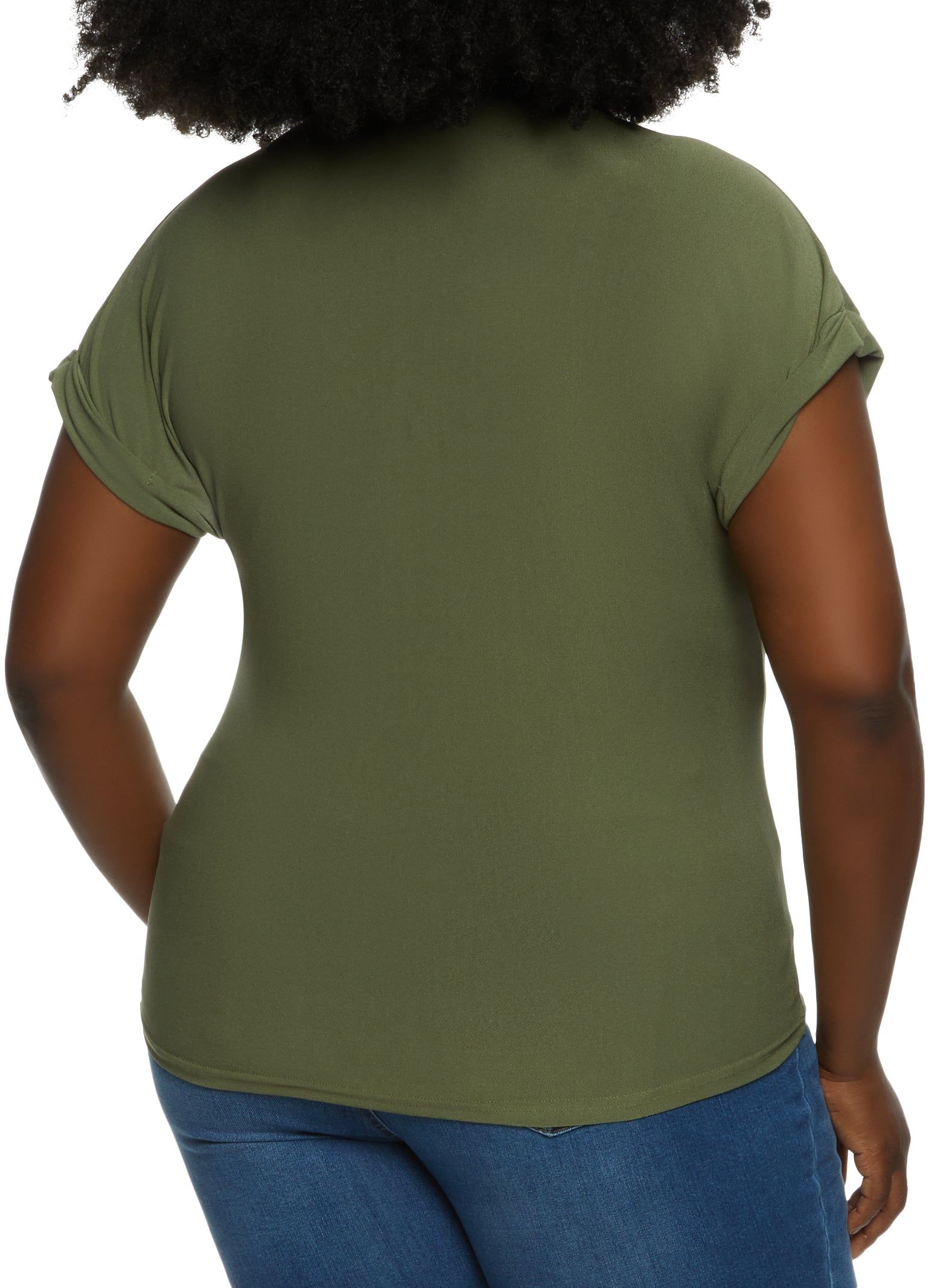 Plus Size Crepe Knit Half Button Down Top sold by Rainbow product image thumbnail 2