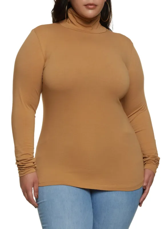 Plus Size Long Sleeve Turtleneck Top sold by Rainbow