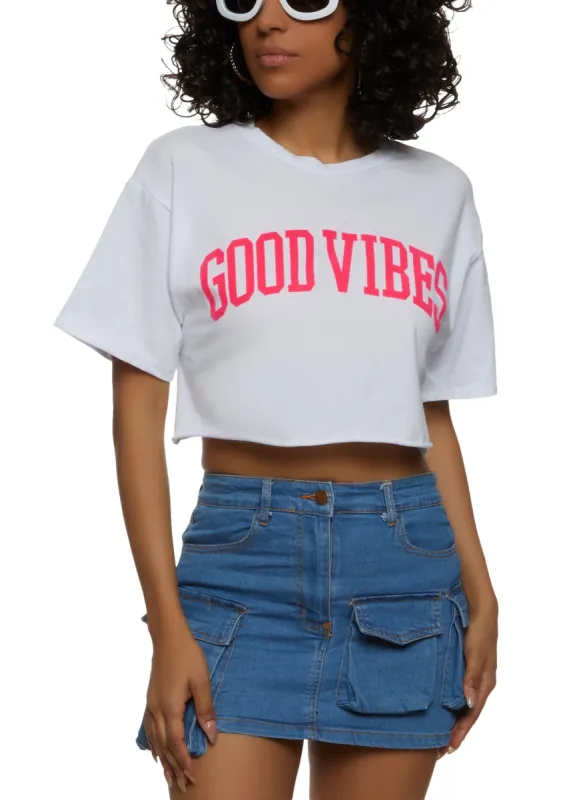 Good Vibes Graphic Cropped Tee sold by Rainbow