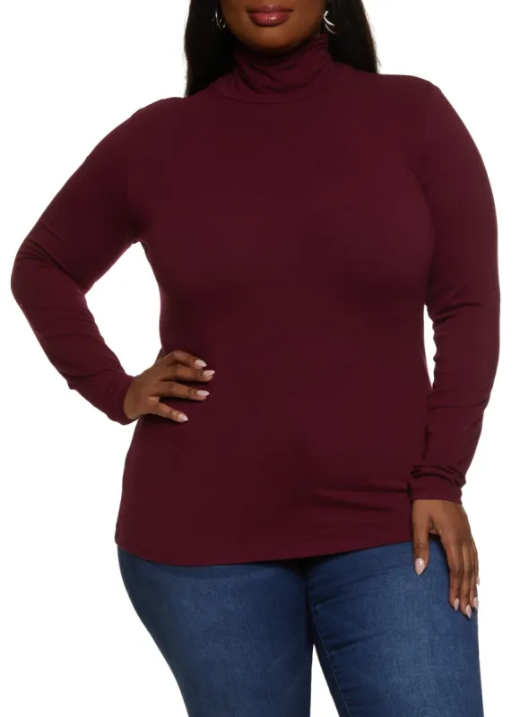 Plus Size Long Sleeve Turtleneck Top sold by Rainbow