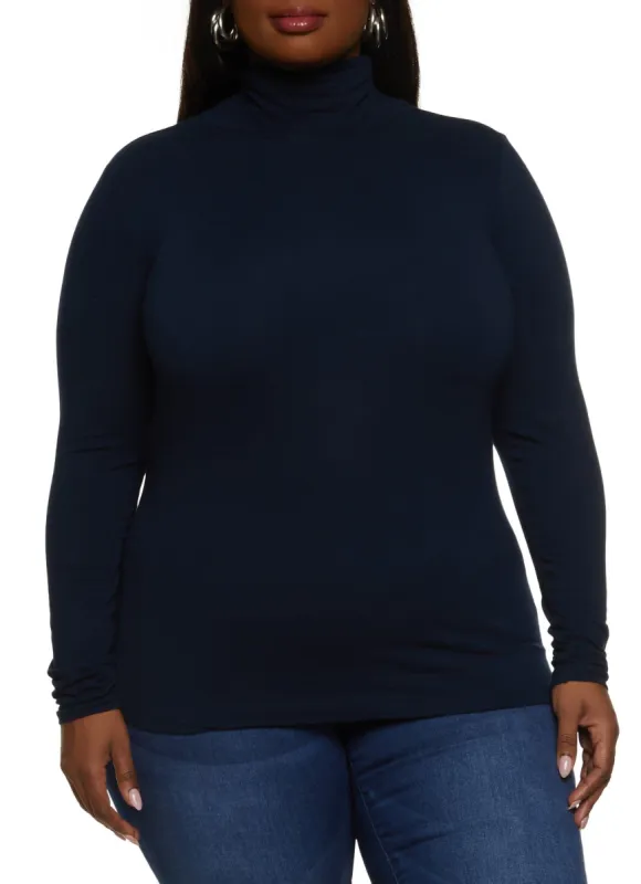 Plus Size Long Sleeve Turtleneck Top sold by Rainbow