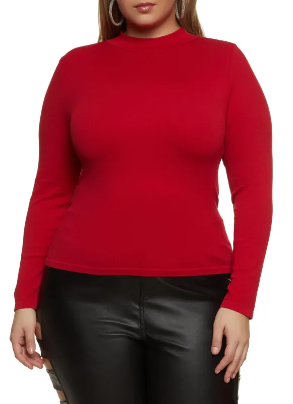 Plus Size Seamless Basic Mock Neck Top sold by Rainbow