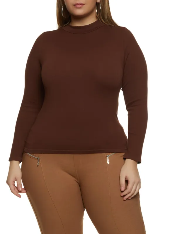 Plus Size Seamless Basic Mock Neck Top sold by Rainbow