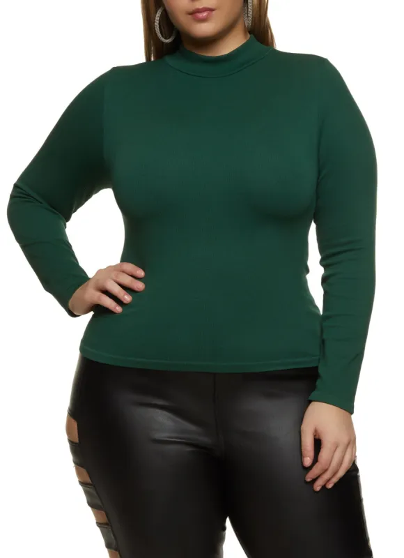 Plus Size Seamless Basic Mock Neck Top sold by Rainbow