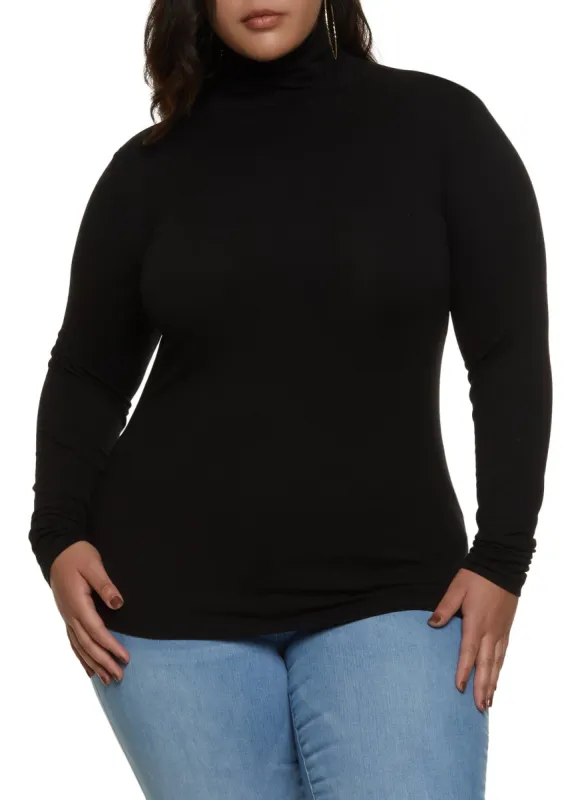 Plus Size Long Sleeve Turtleneck Top sold by Rainbow