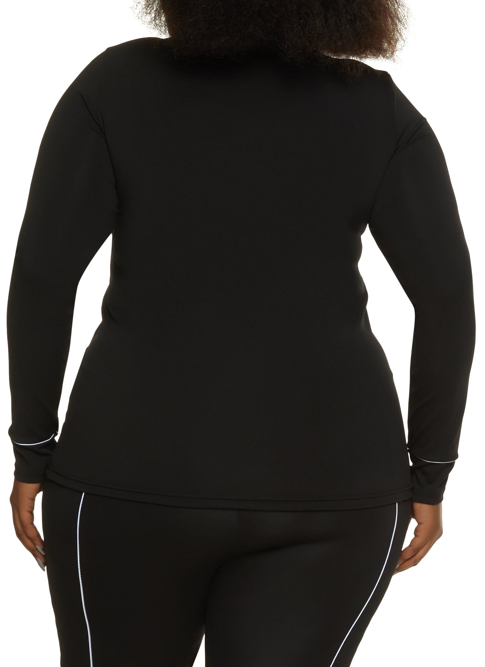 Plus Size Contrast Piping Zip Up Track Jacket sold by Rainbow product image thumbnail 3