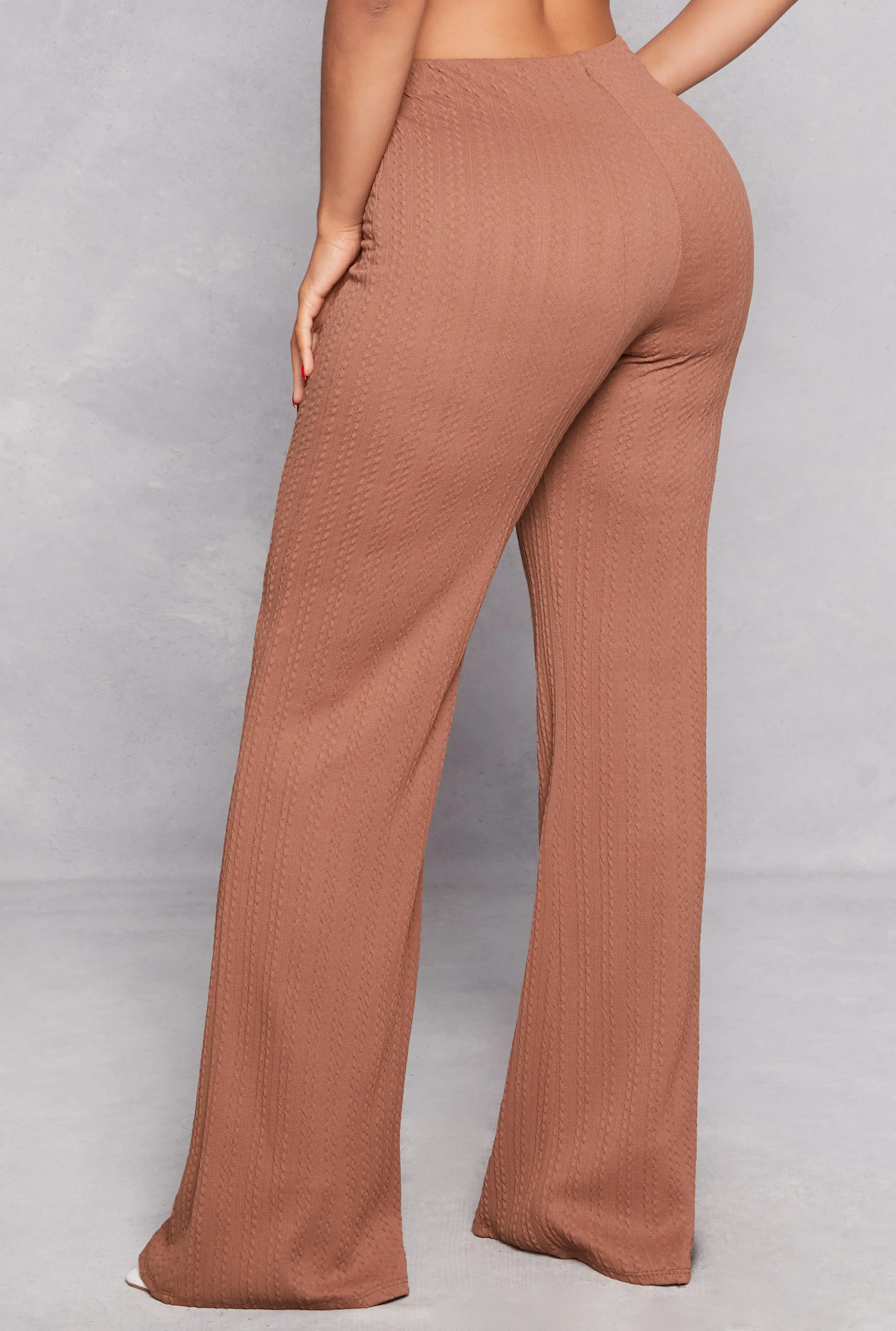 Solid Textured Knit High Waist Flare Pants sold by Rainbow product image thumbnail 3