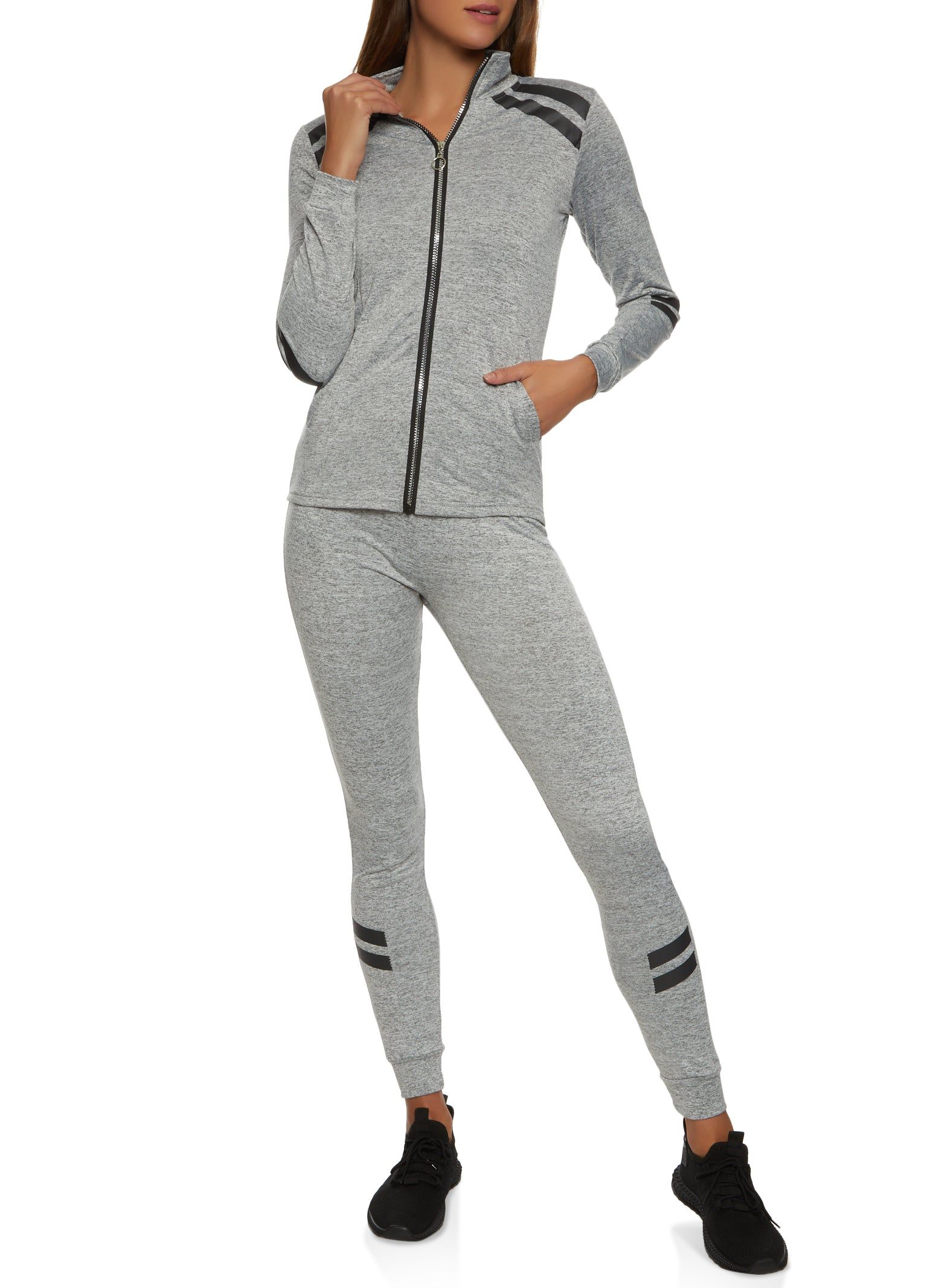 Stripe Detail Mock Neck Zip Front Track Jacket sold by Rainbow product image thumbnail 2