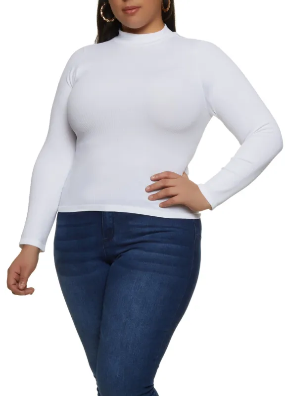 Plus Size Seamless Basic Mock Neck Top sold by Rainbow