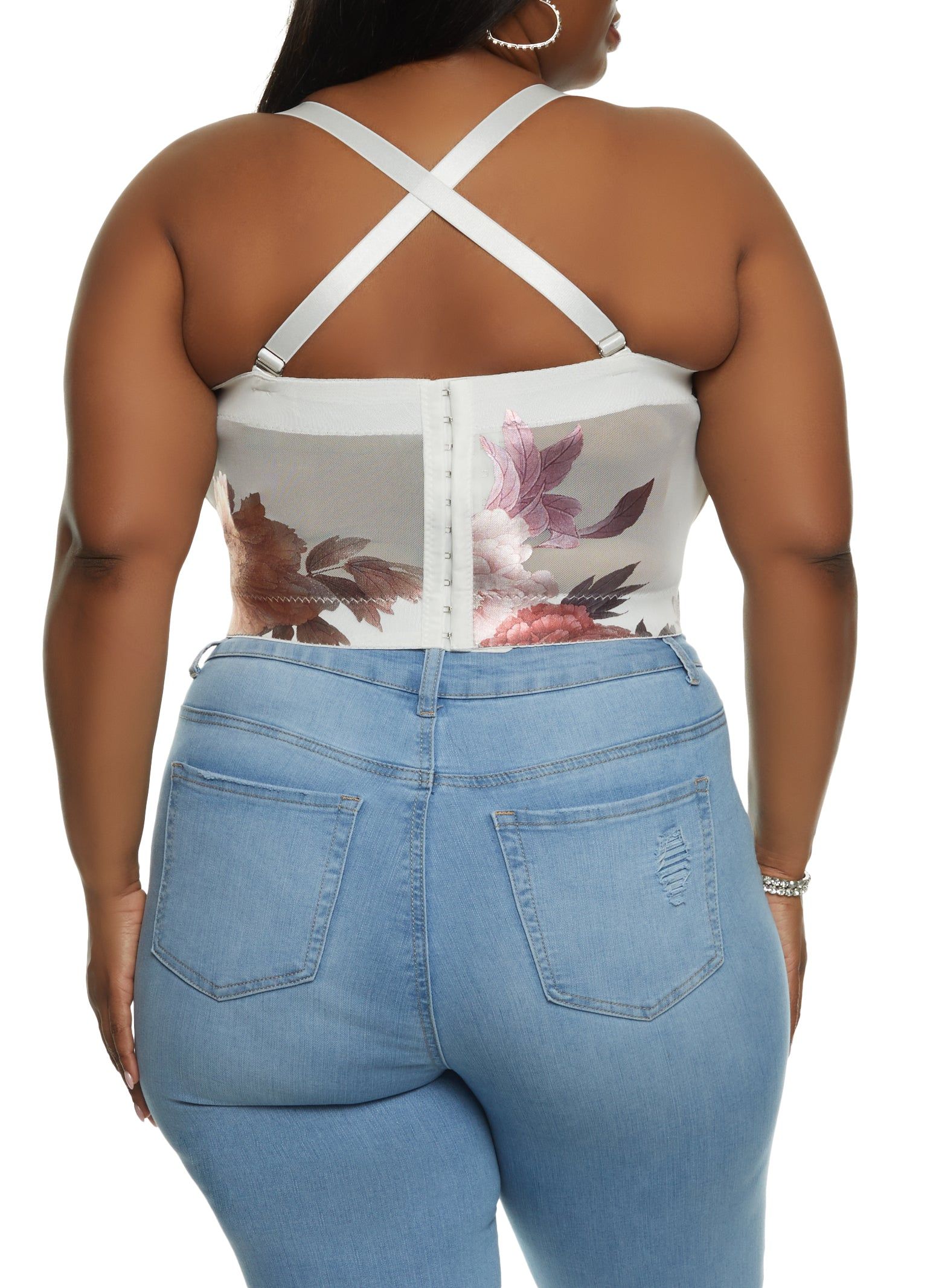 Plus Size Floral Cropped Bustier Top sold by Rainbow product image thumbnail 5