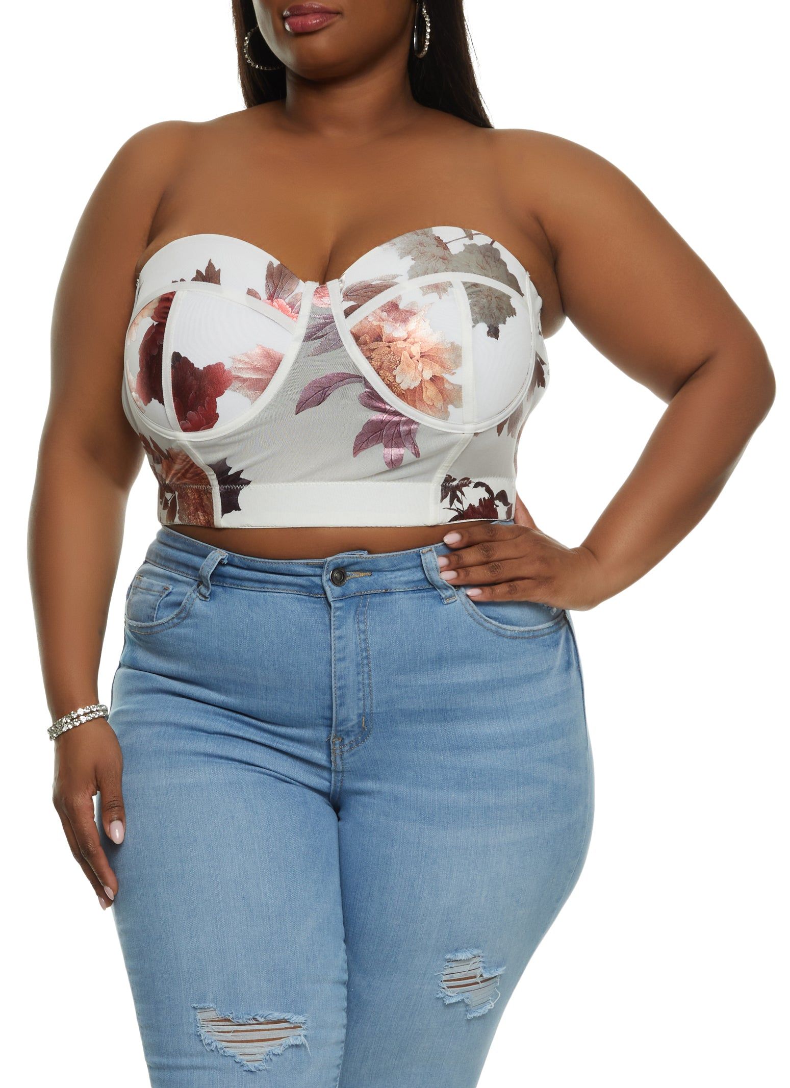 Plus Size Floral Cropped Bustier Top sold by Rainbow product image thumbnail 2