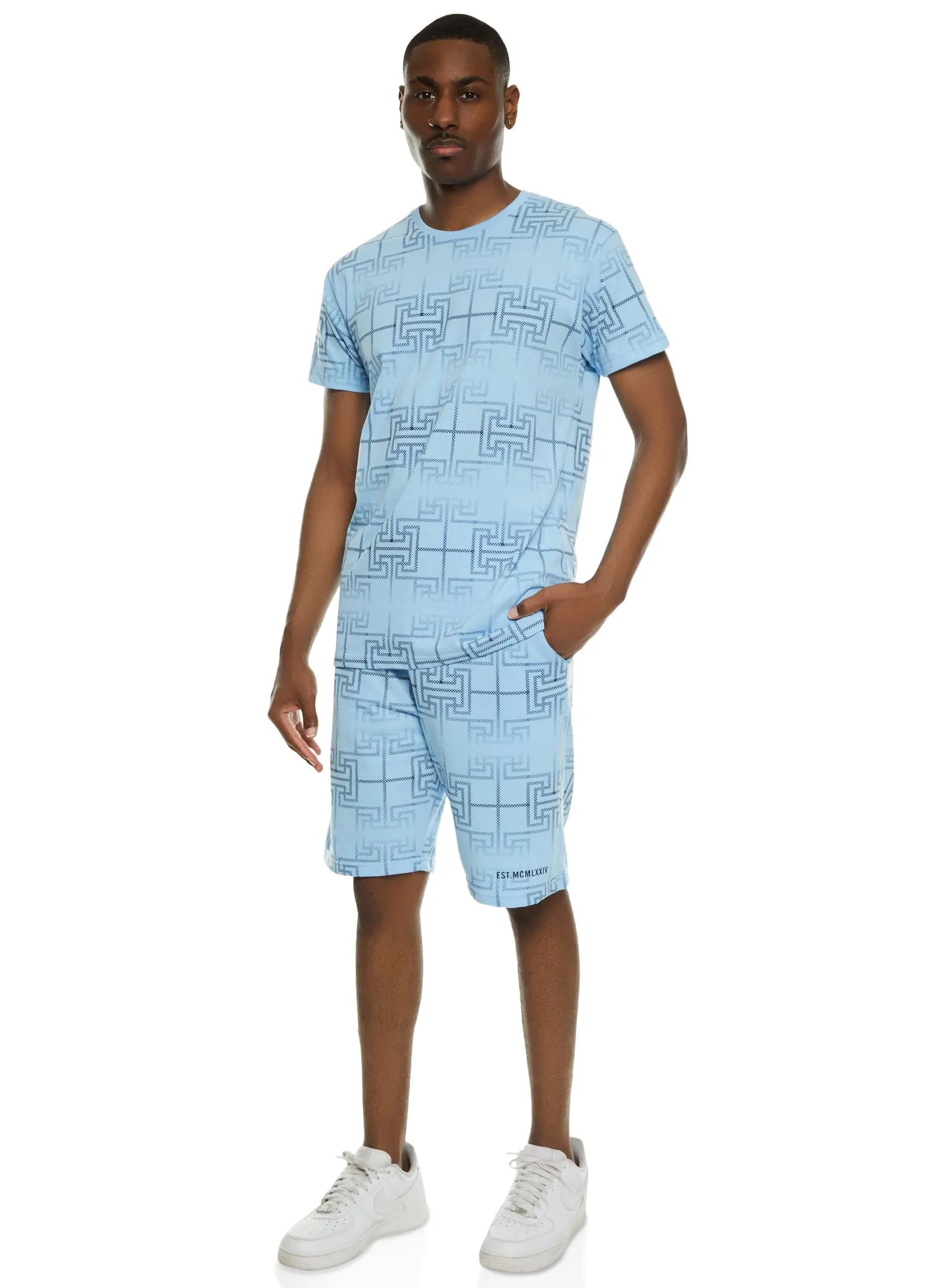 Mens Geo Print Crew Neck Graphic Tee sold by Rainbow product image thumbnail 2