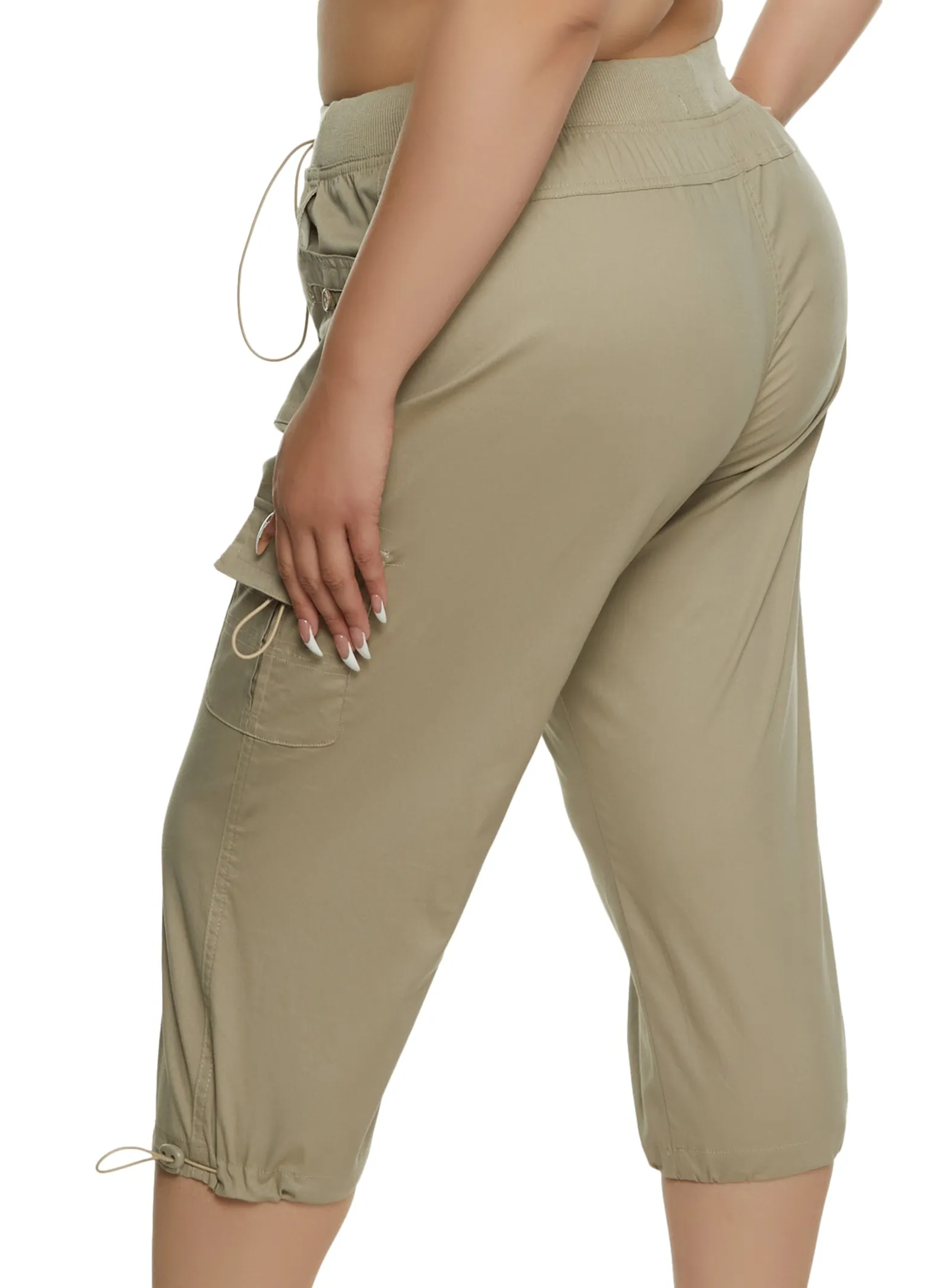 Plus Size Poplin Toggle Drawstring Cargo Capris sold by Rainbow product image thumbnail 3