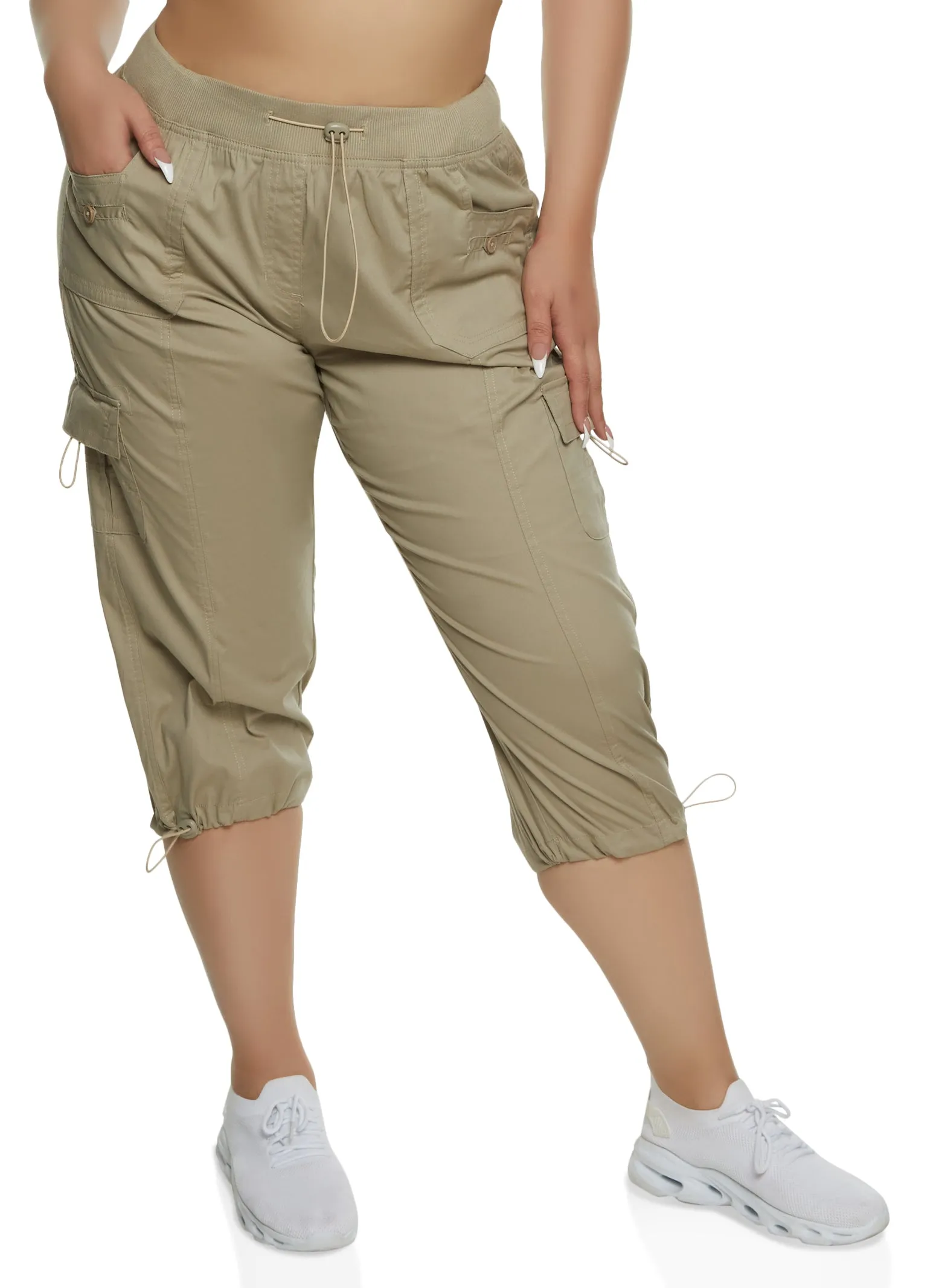 Plus Size Poplin Toggle Drawstring Cargo Capris sold by Rainbow product image thumbnail 2