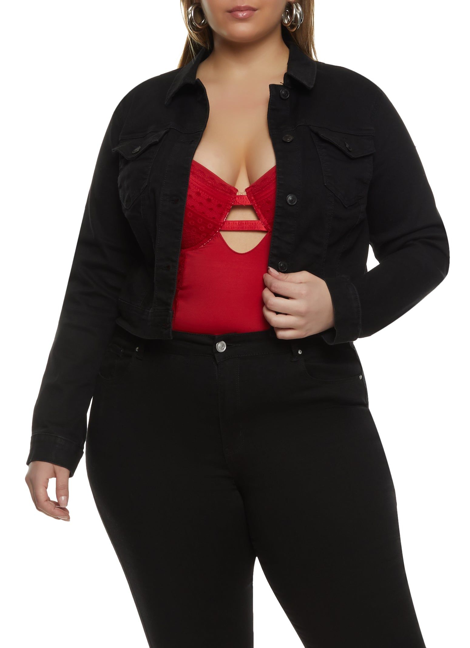 Plus Size WAX Solid Denim Jacket sold by Rainbow