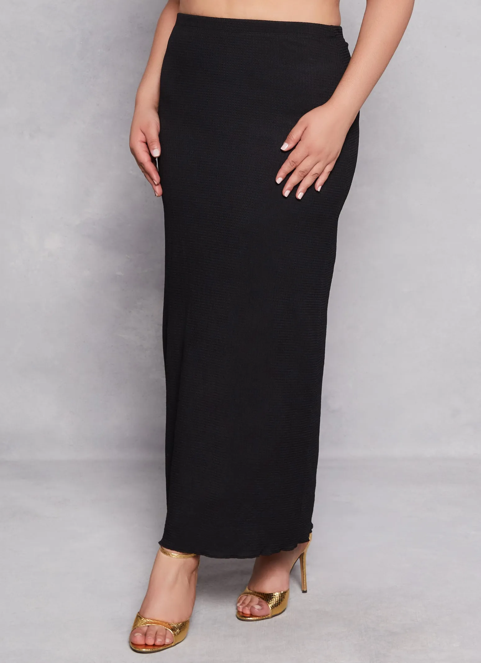 Plus Size Almost Famous Textured Knit Maxi Pencil Skirt sold by Rainbow product image thumbnail 2