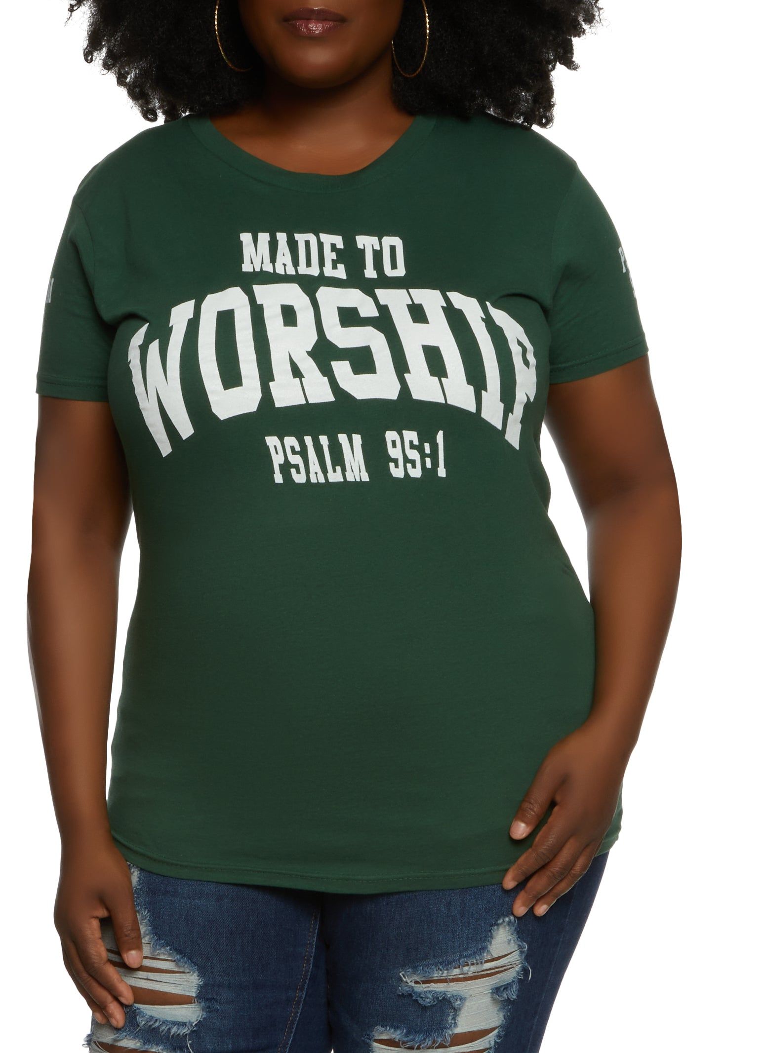 Plus Size Made To Worship Graphic Tee sold by Rainbow