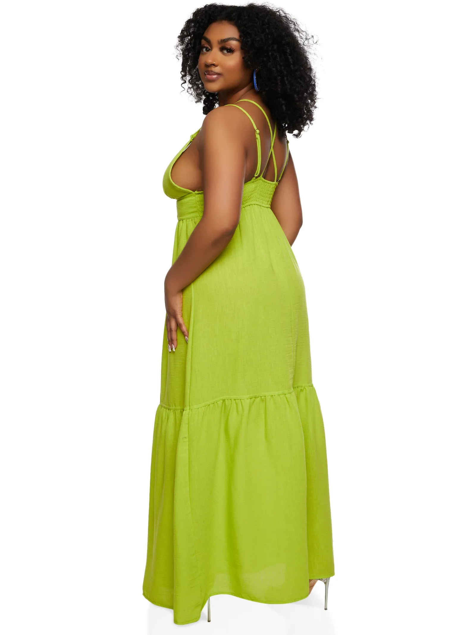 Haute Monde Linen Plunge Tiered Maxi Dress sold by Rainbow product image thumbnail 3