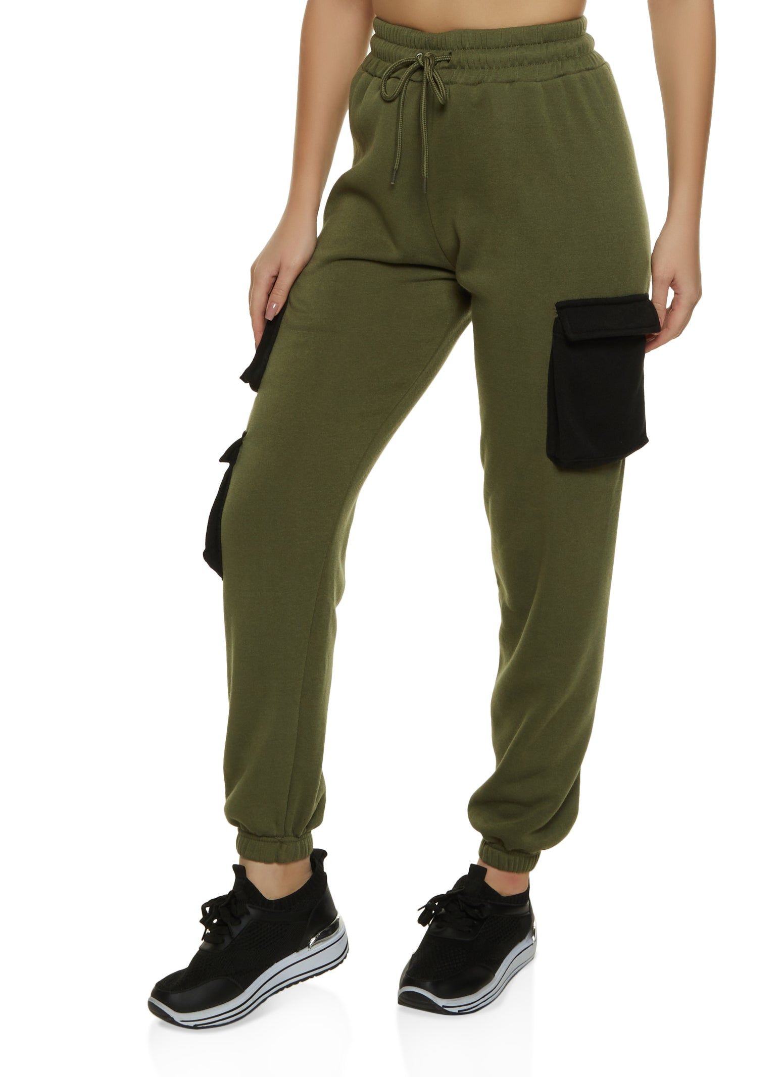 Color Block Drawstring Cargo Pocket Joggers sold by Rainbow