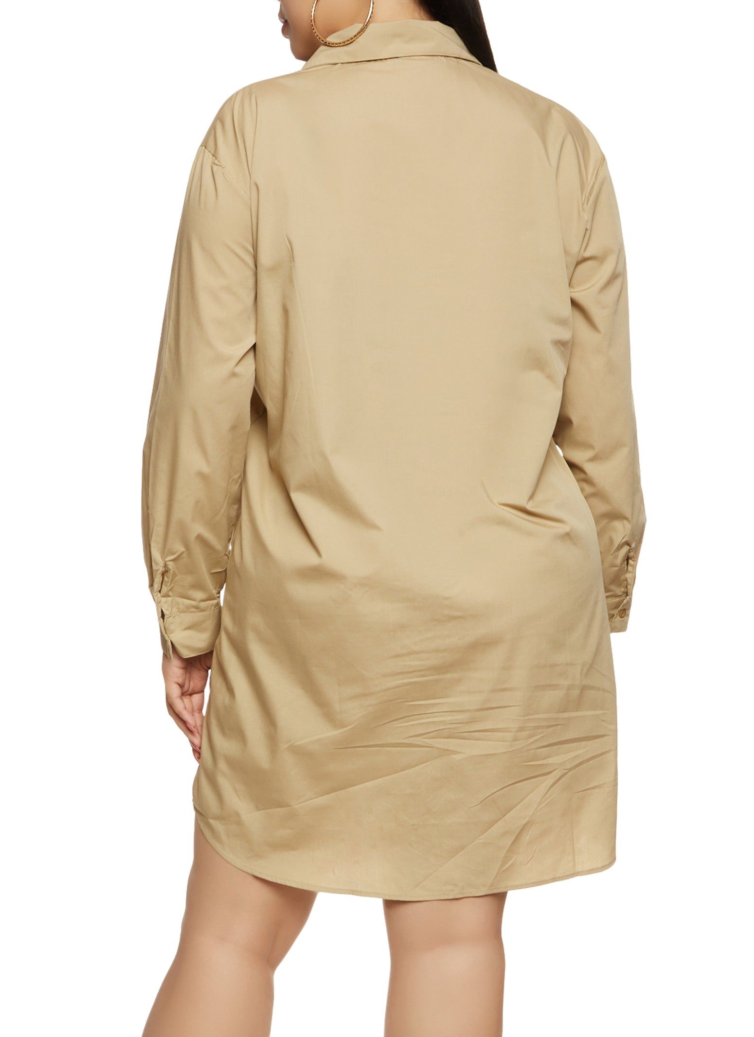 Plus Size Long Sleeve Poplin Shirt Dress sold by Rainbow product image thumbnail 3