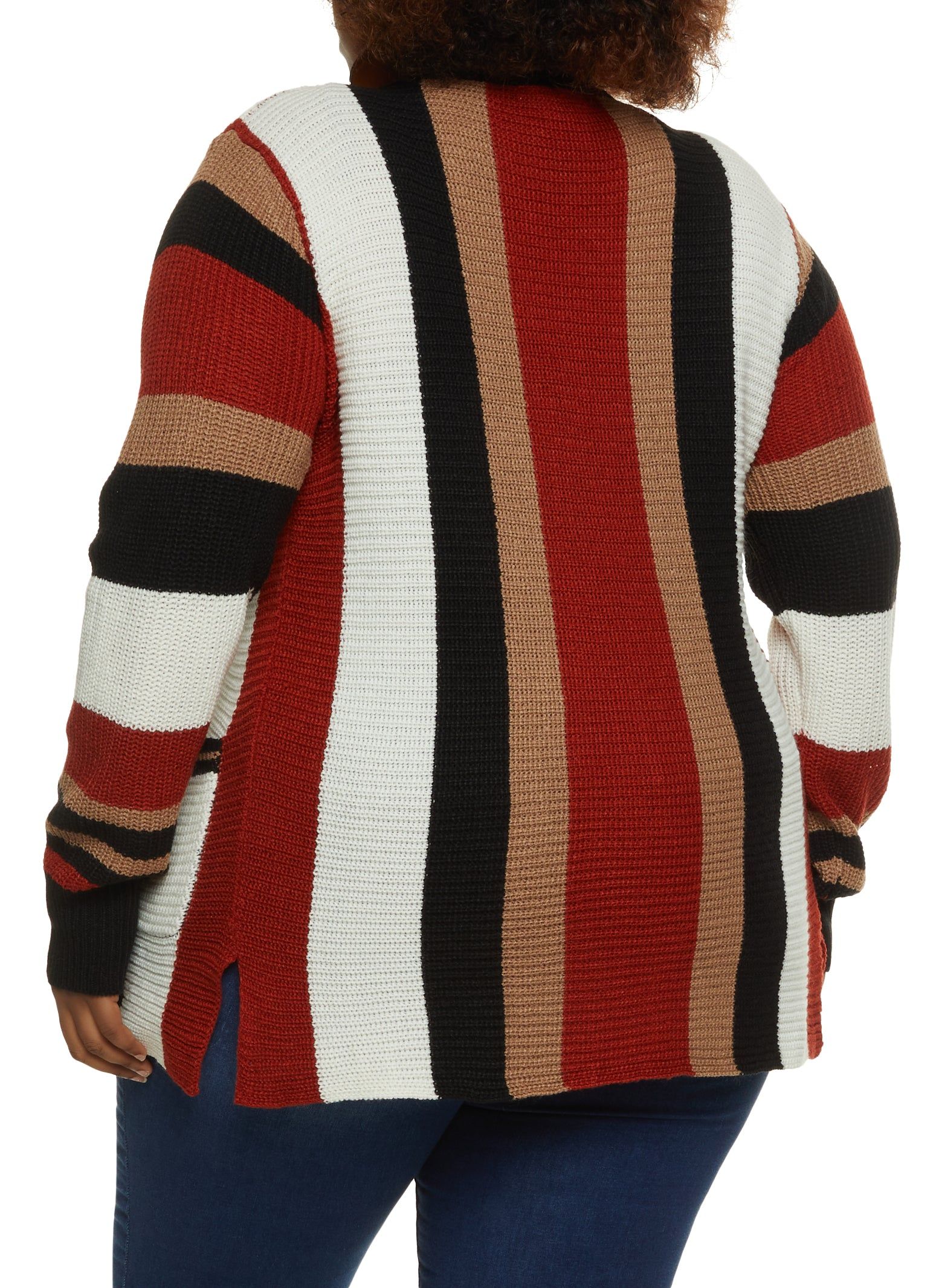 Plus Size Striped Pocket Cardigan sold by Rainbow product image thumbnail 2