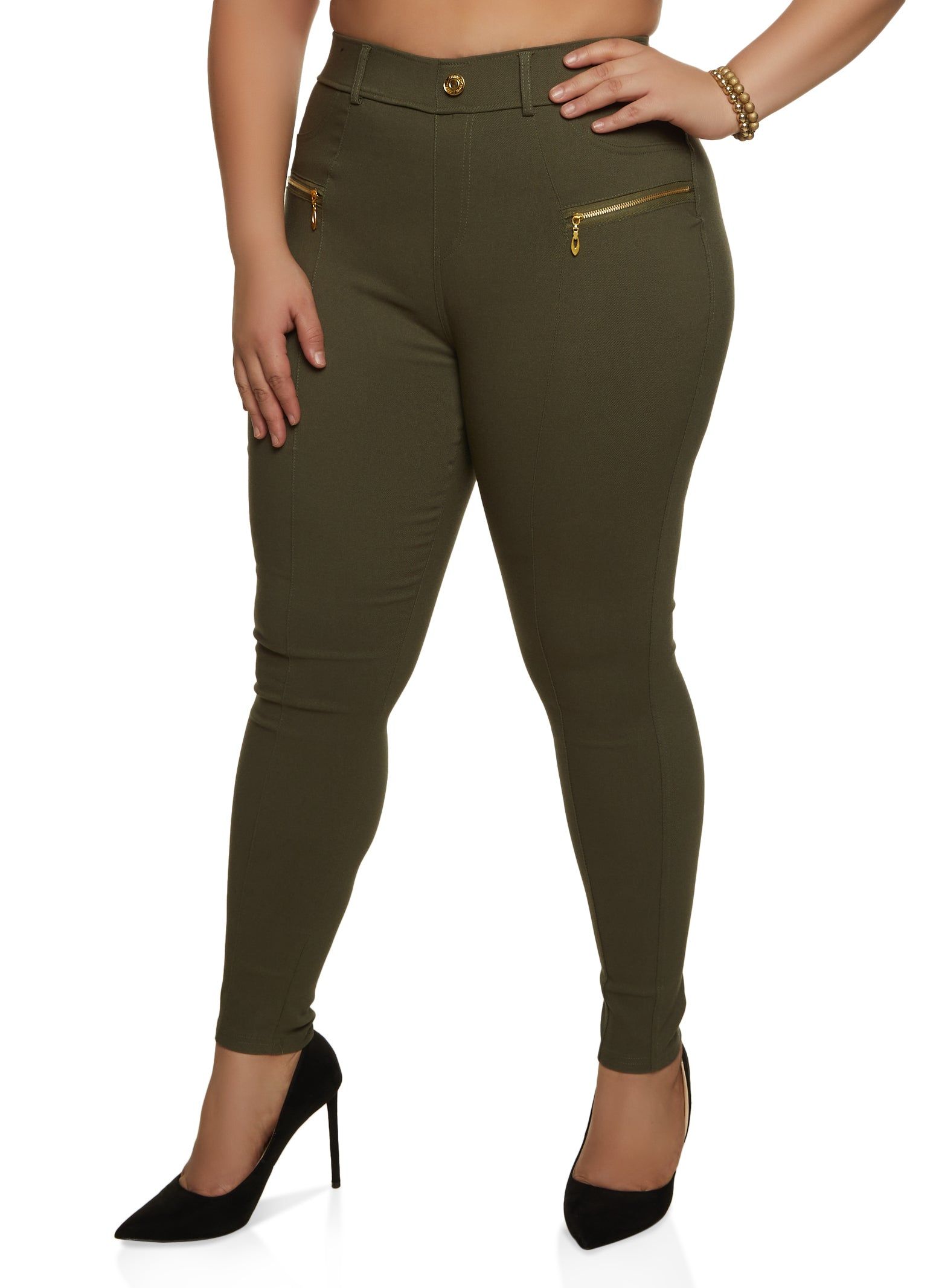Plus Size Zip Detail Hyperstretch Pants sold by Rainbow